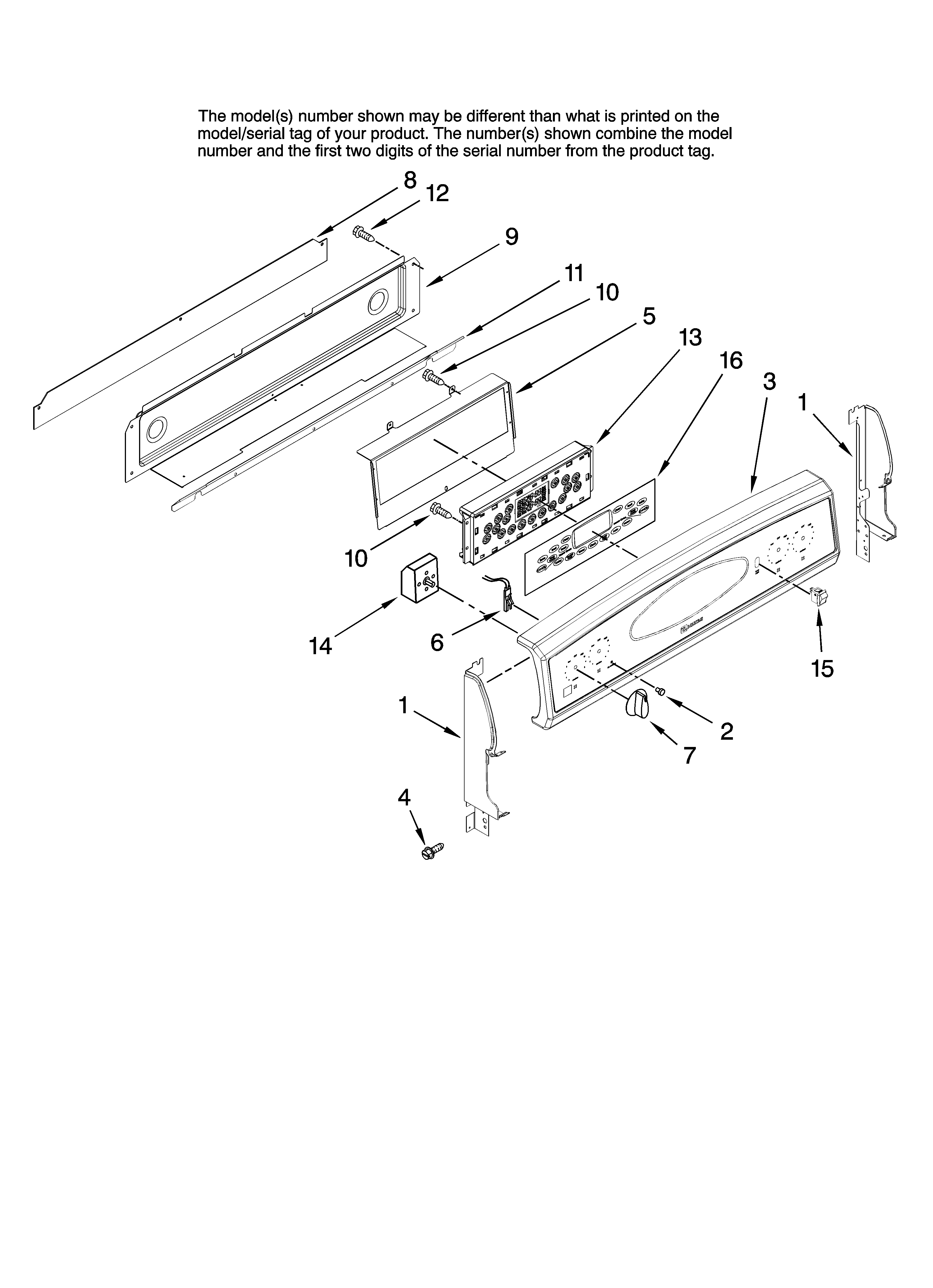 Maytag MER6757BAW15 control panel parts diagram