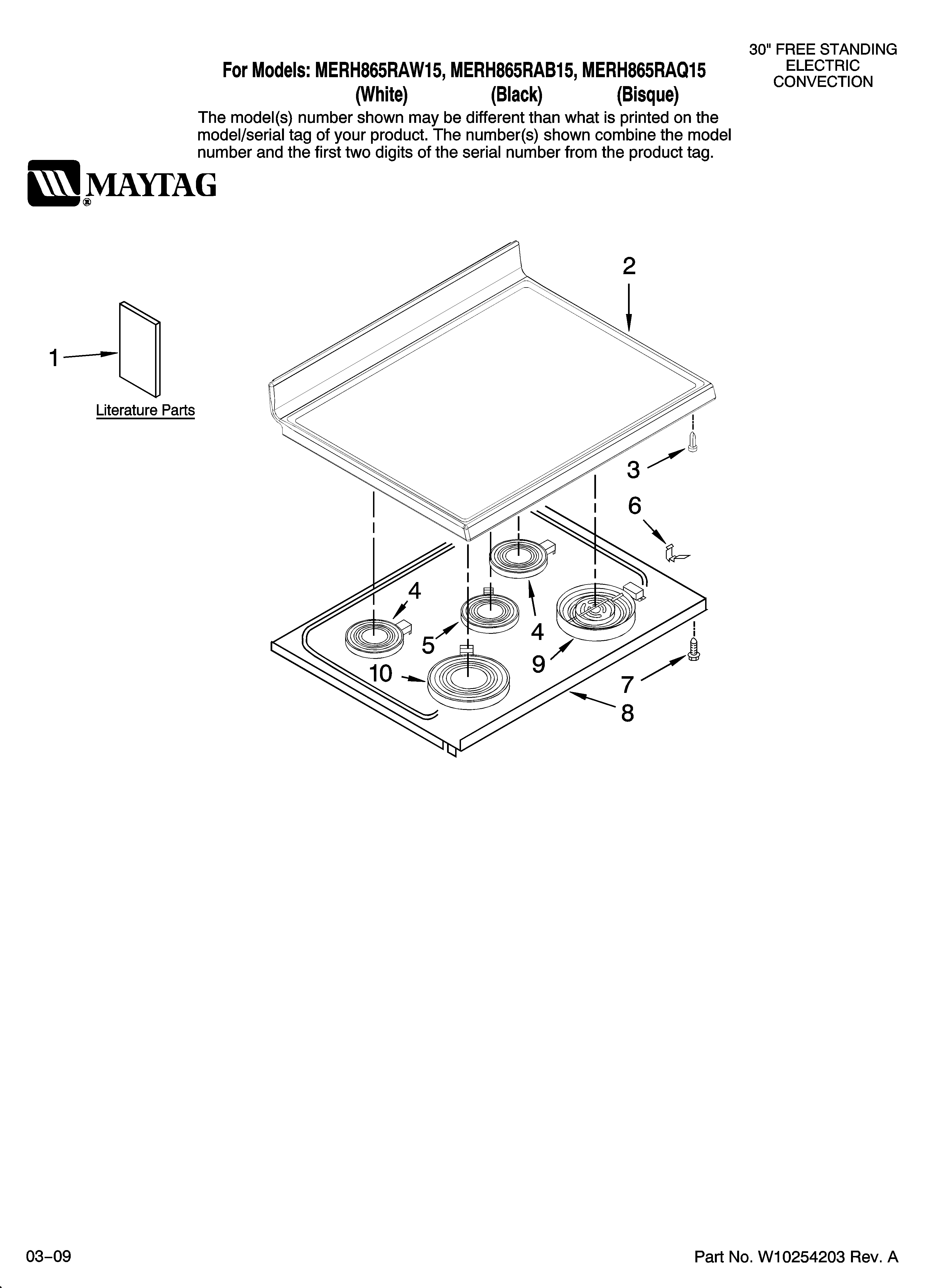 Maytag MERH865RAB15 cooktop parts diagram