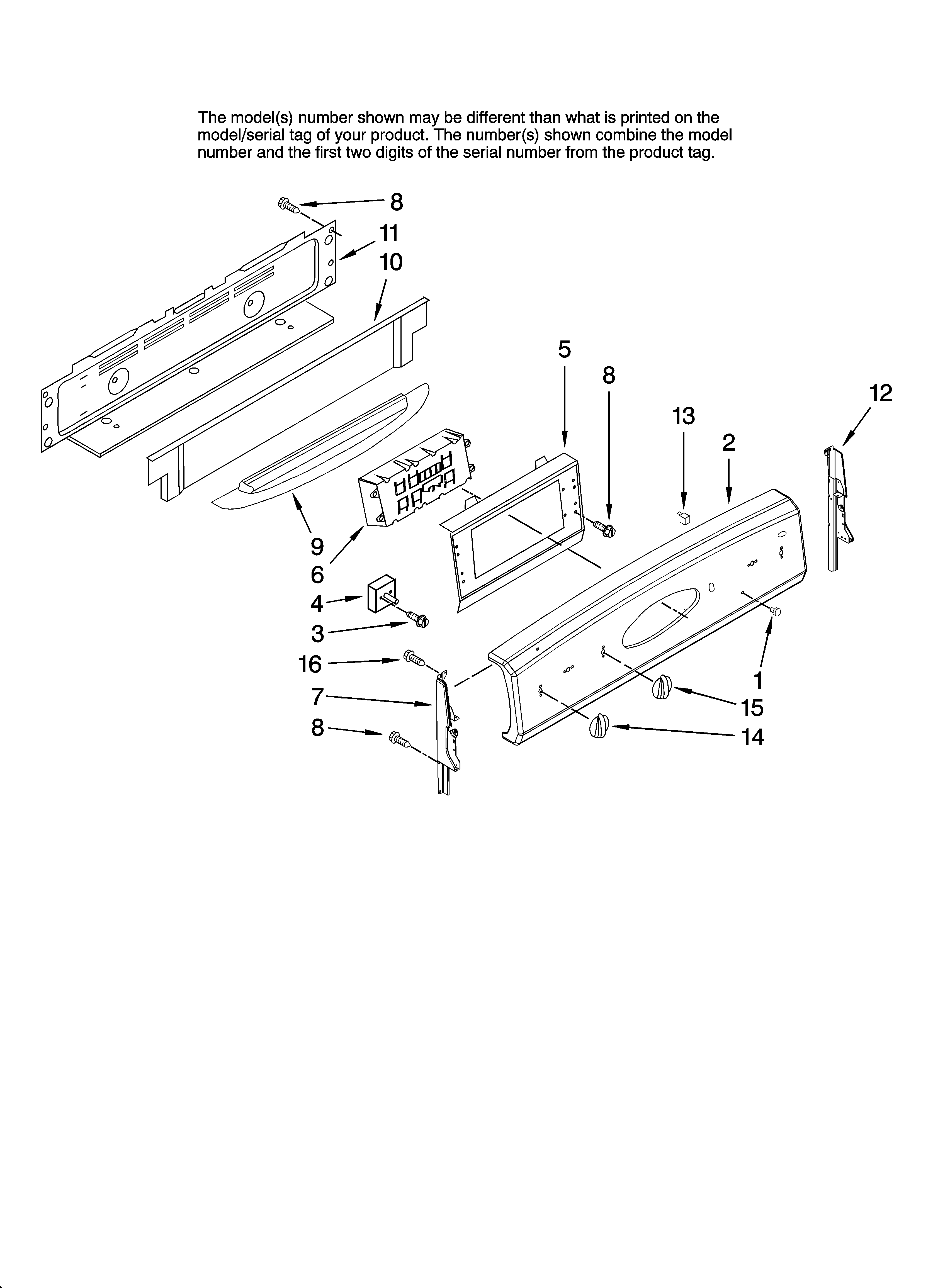 Maytag MERH865RAB15 control panel parts diagram