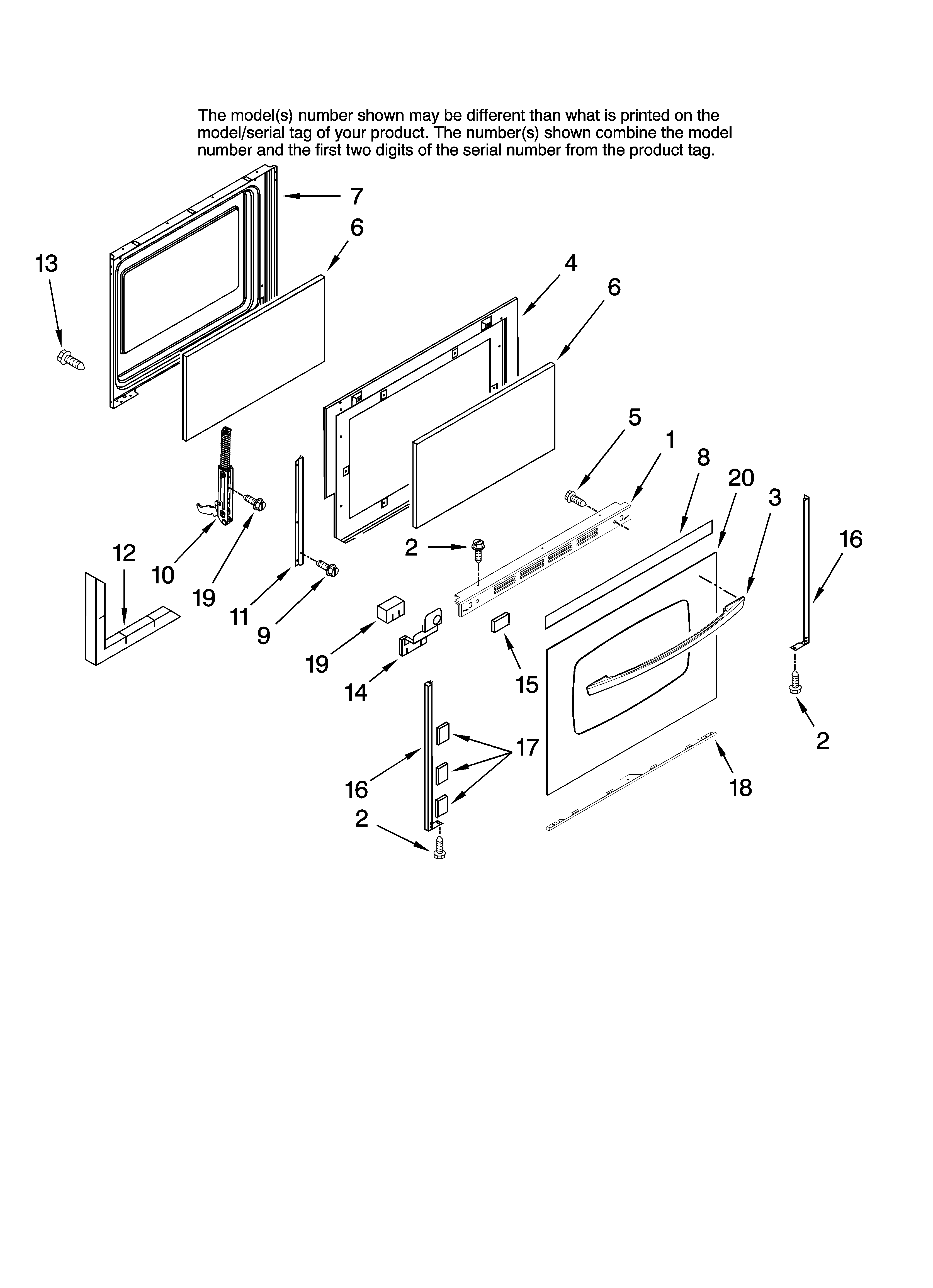 Maytag MERH865RAB15 door parts diagram
