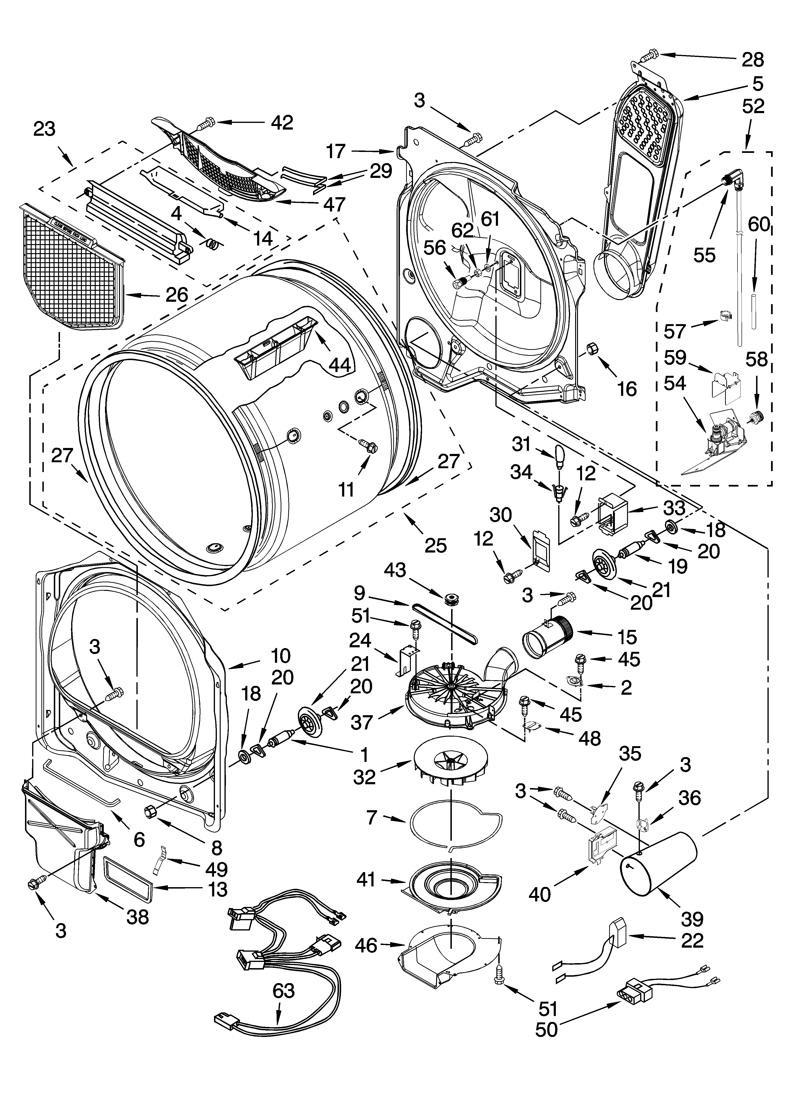 Maytag MGDB800VQ0 bulkhead parts diagram