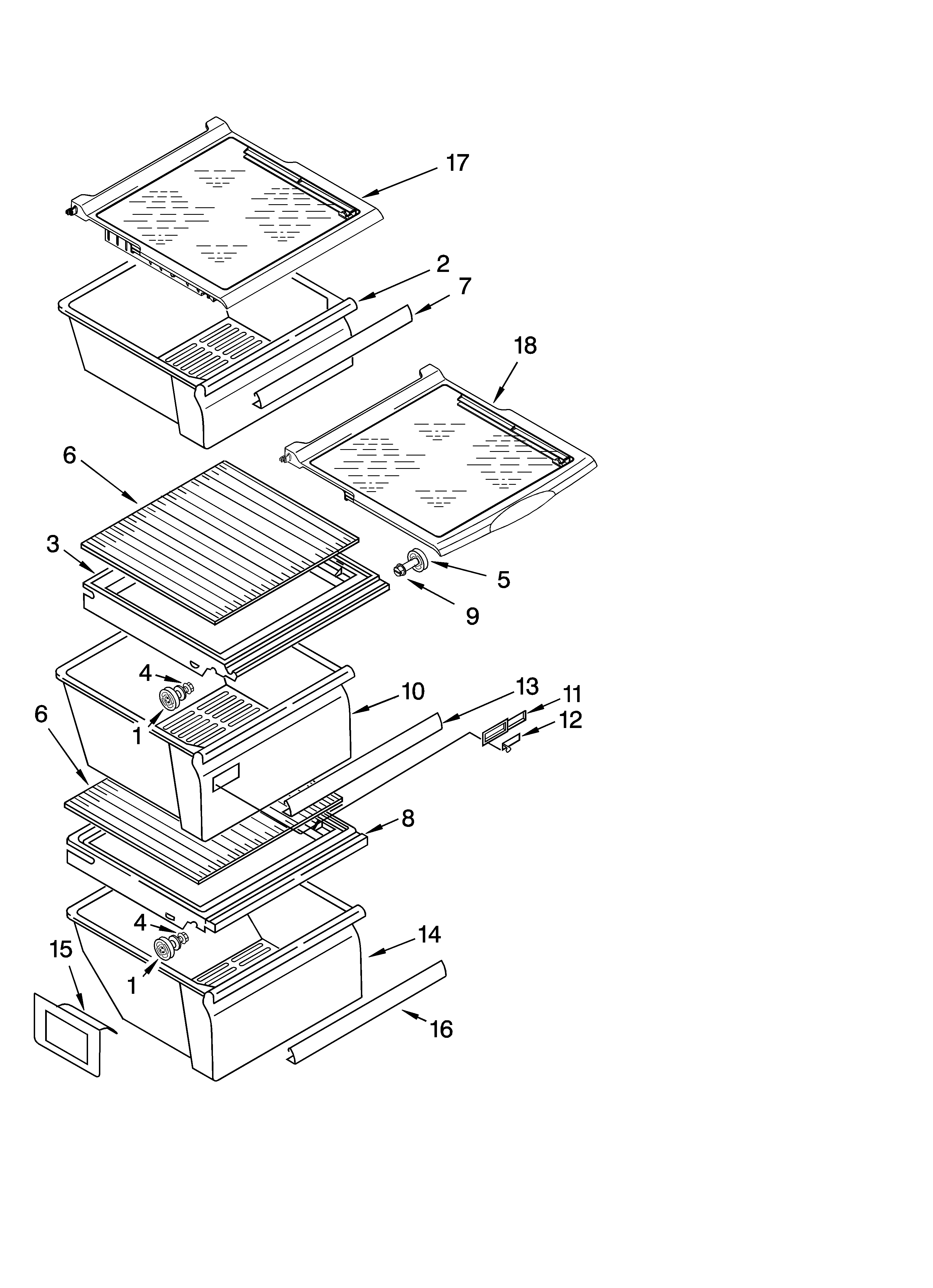 Maytag MSB2554AEW00 refrigerator shelf parts diagram