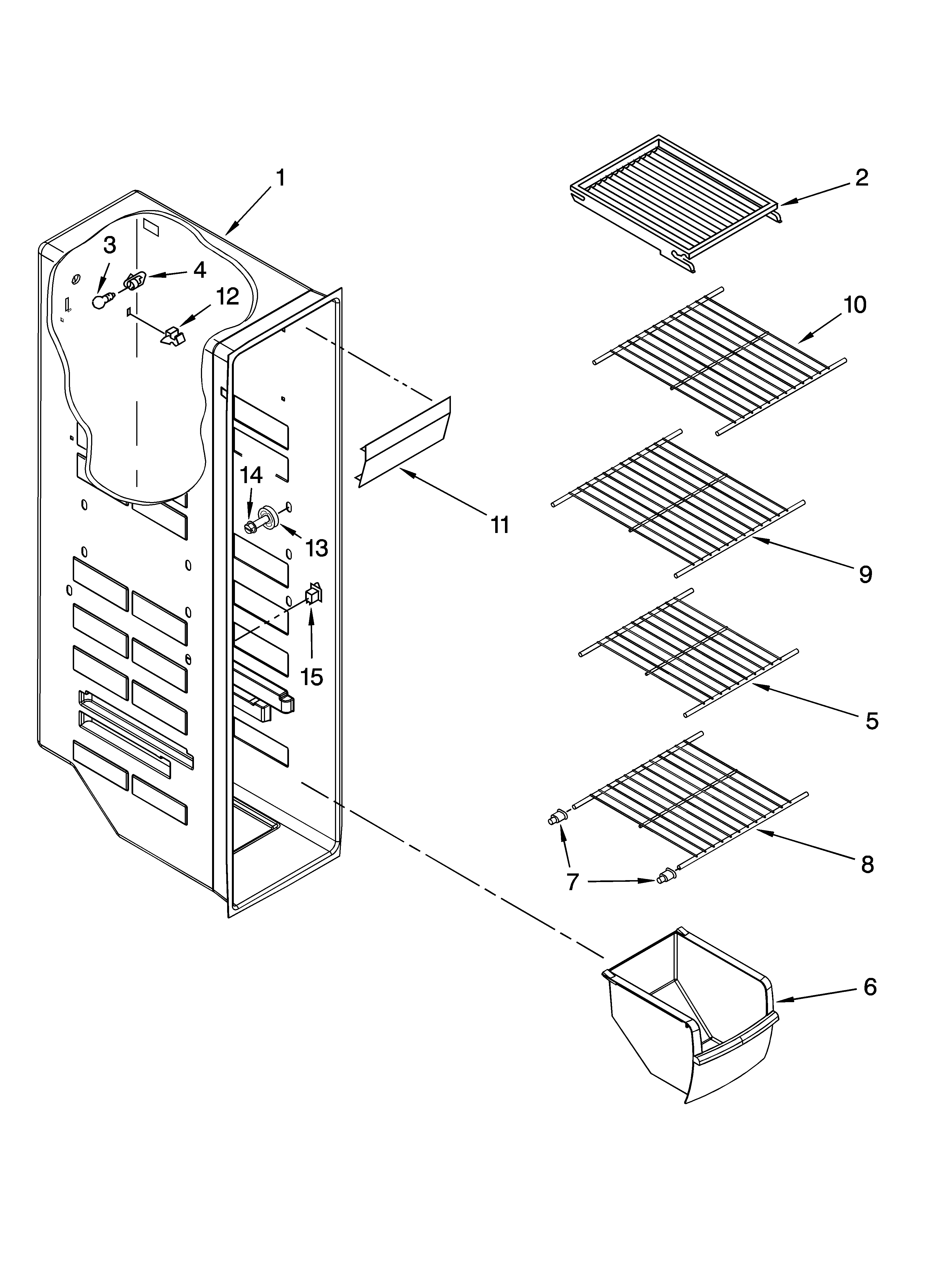 Maytag MSB2554AEW00 freezer liner parts diagram