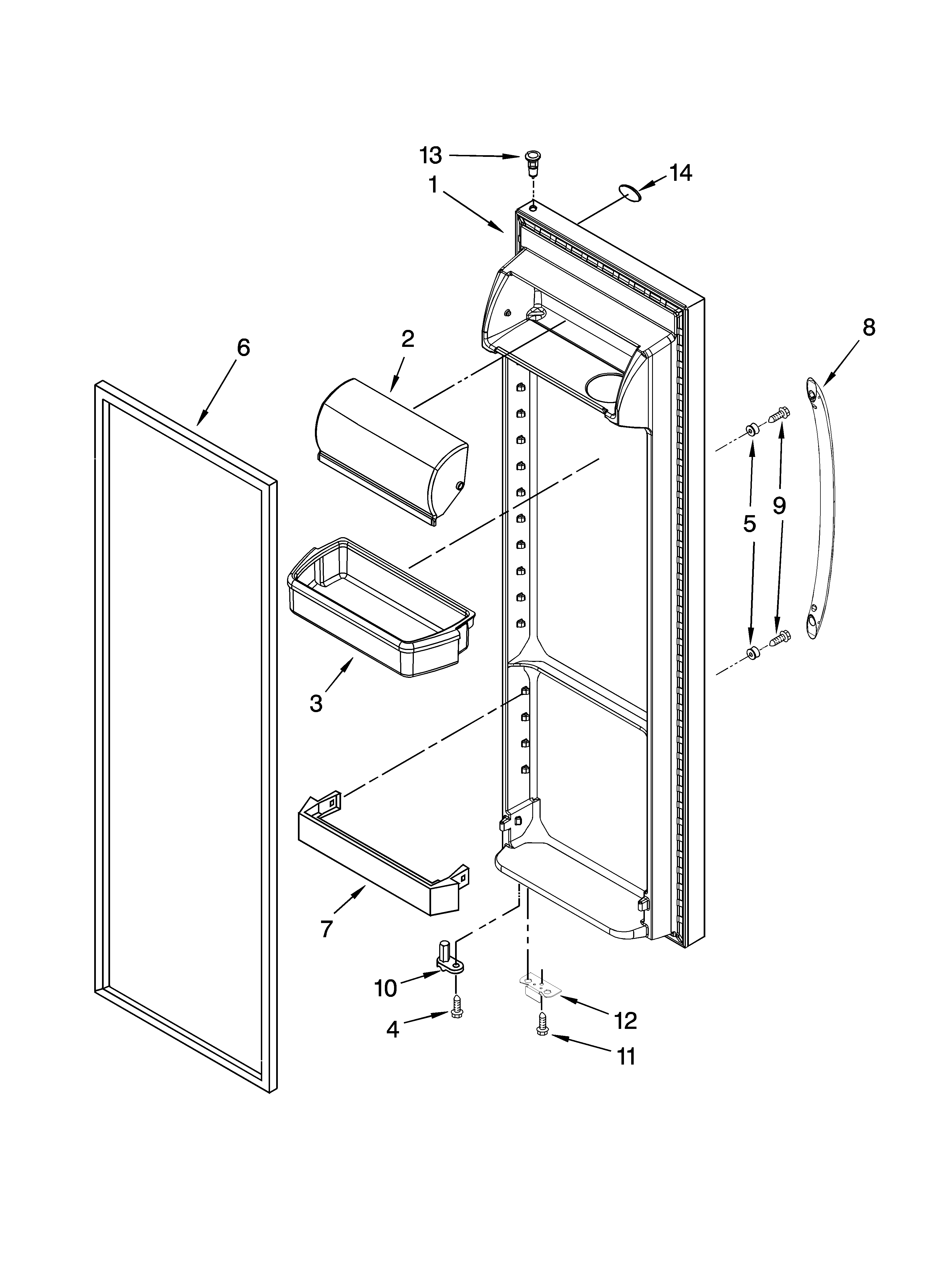 Maytag MSB2554AEW00 refrigerator door parts diagram