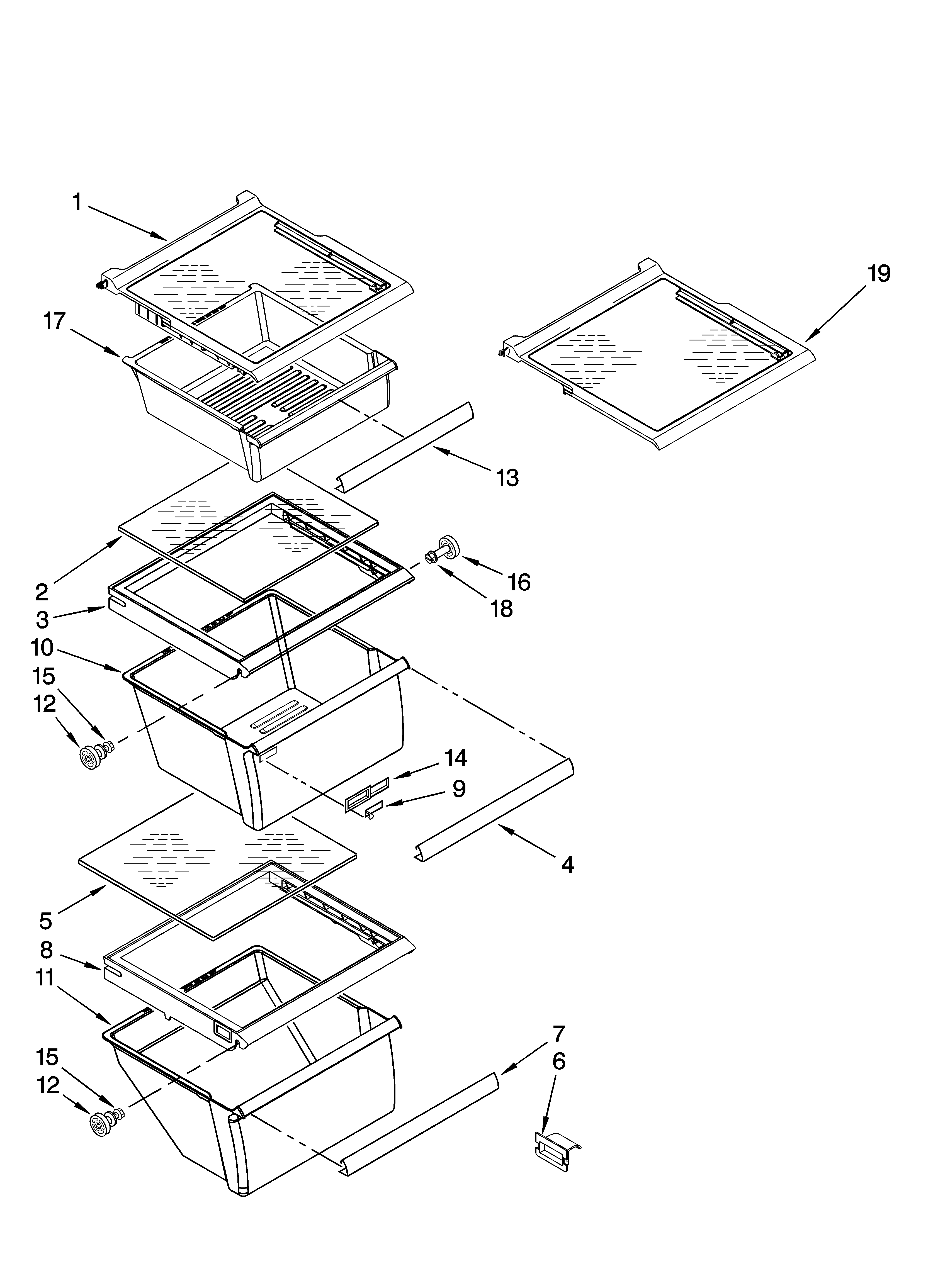 Maytag MSD2552VEY00 refrigerator shelf parts diagram