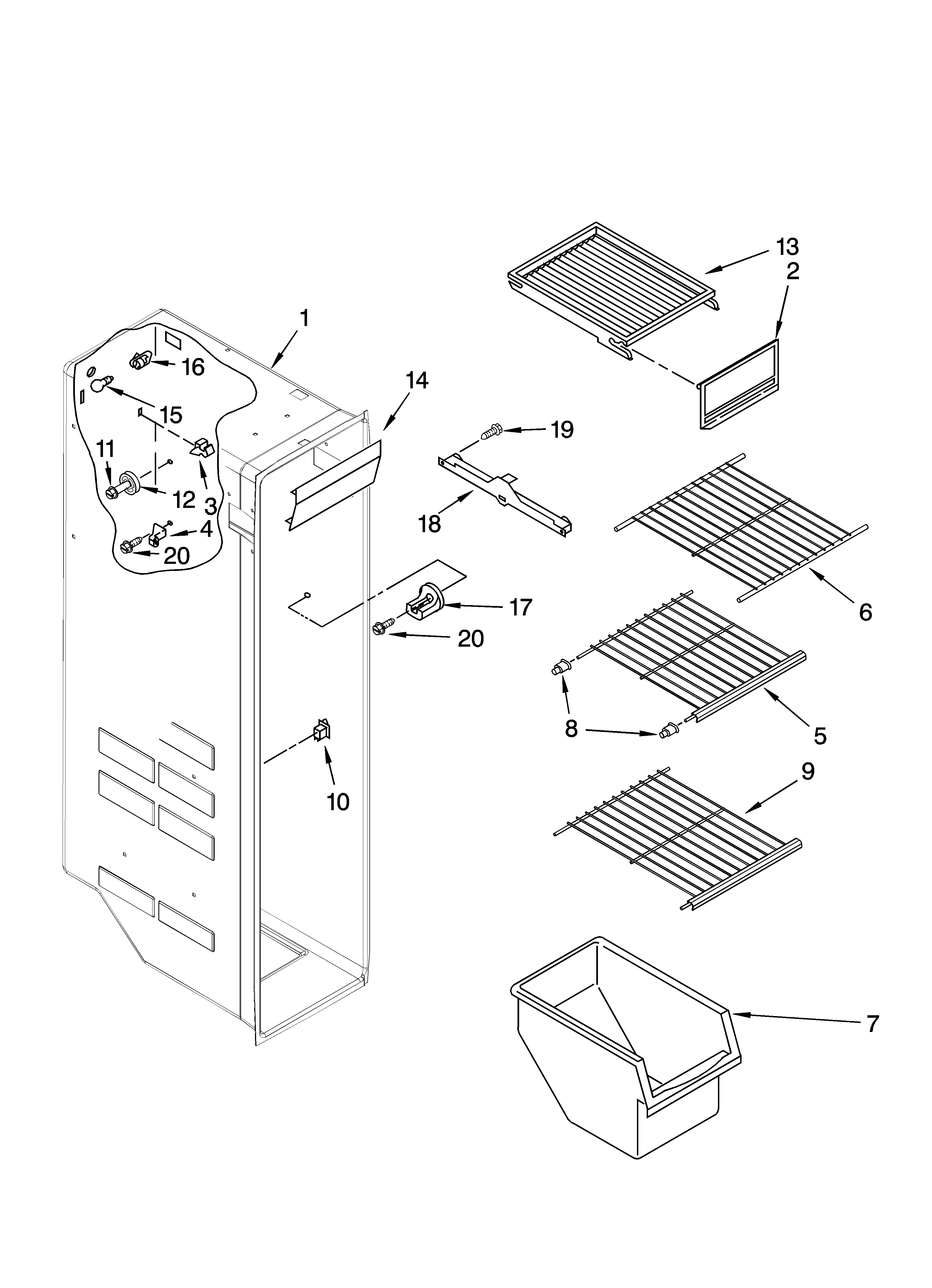 Maytag MSD2552VEY00 freezer liner parts diagram