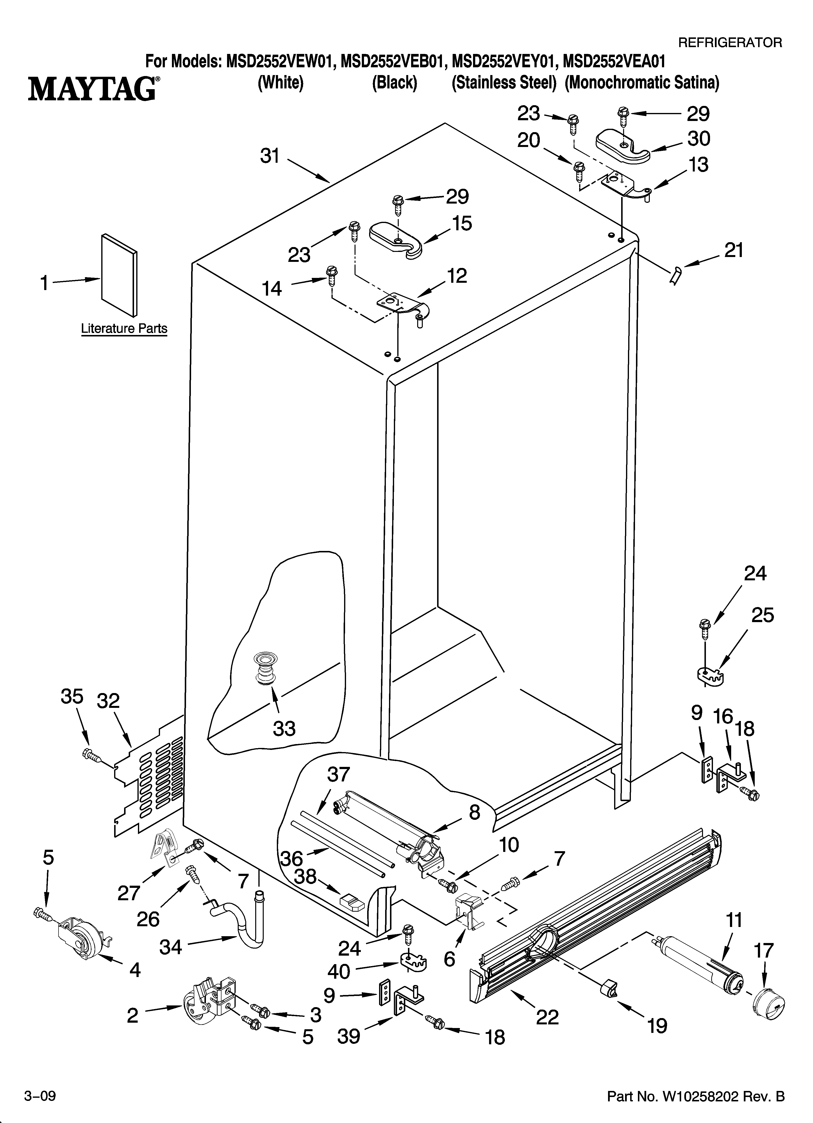 Maytag MSD2552VEA01 cabinet parts diagram