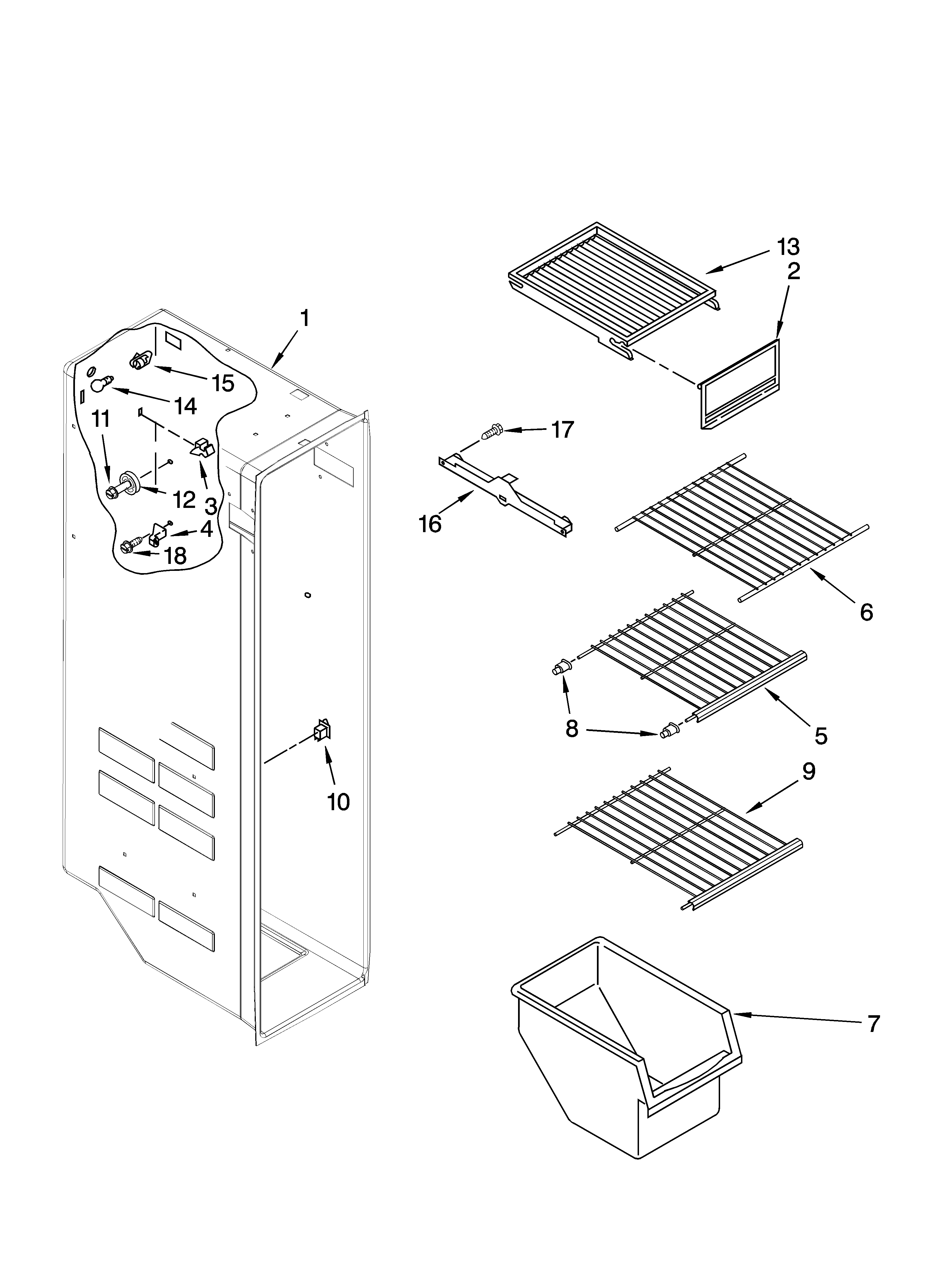 Maytag MSD2552VEA01 freezer liner parts diagram