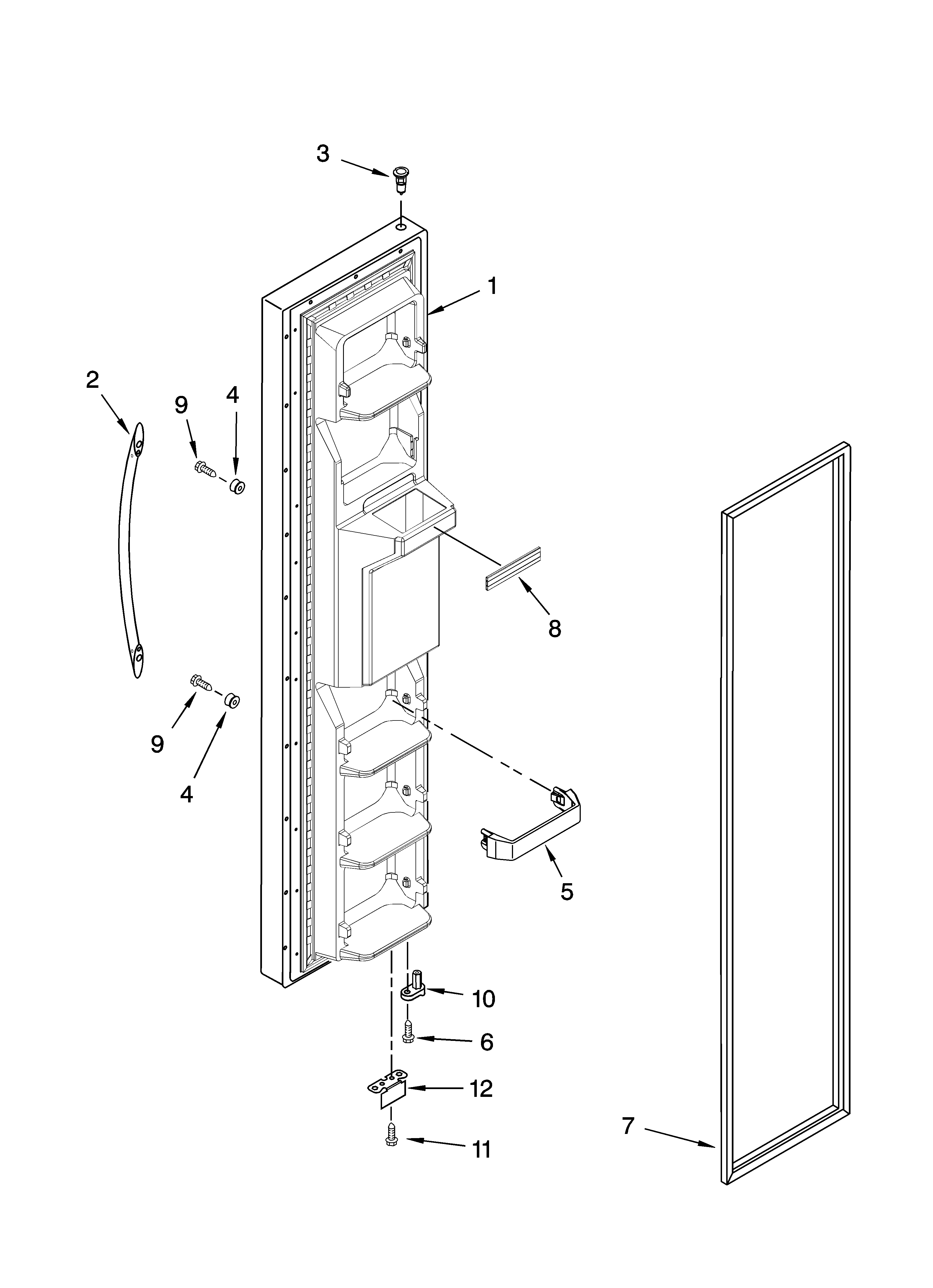 Maytag MSD2552VEA01 freezer door parts diagram