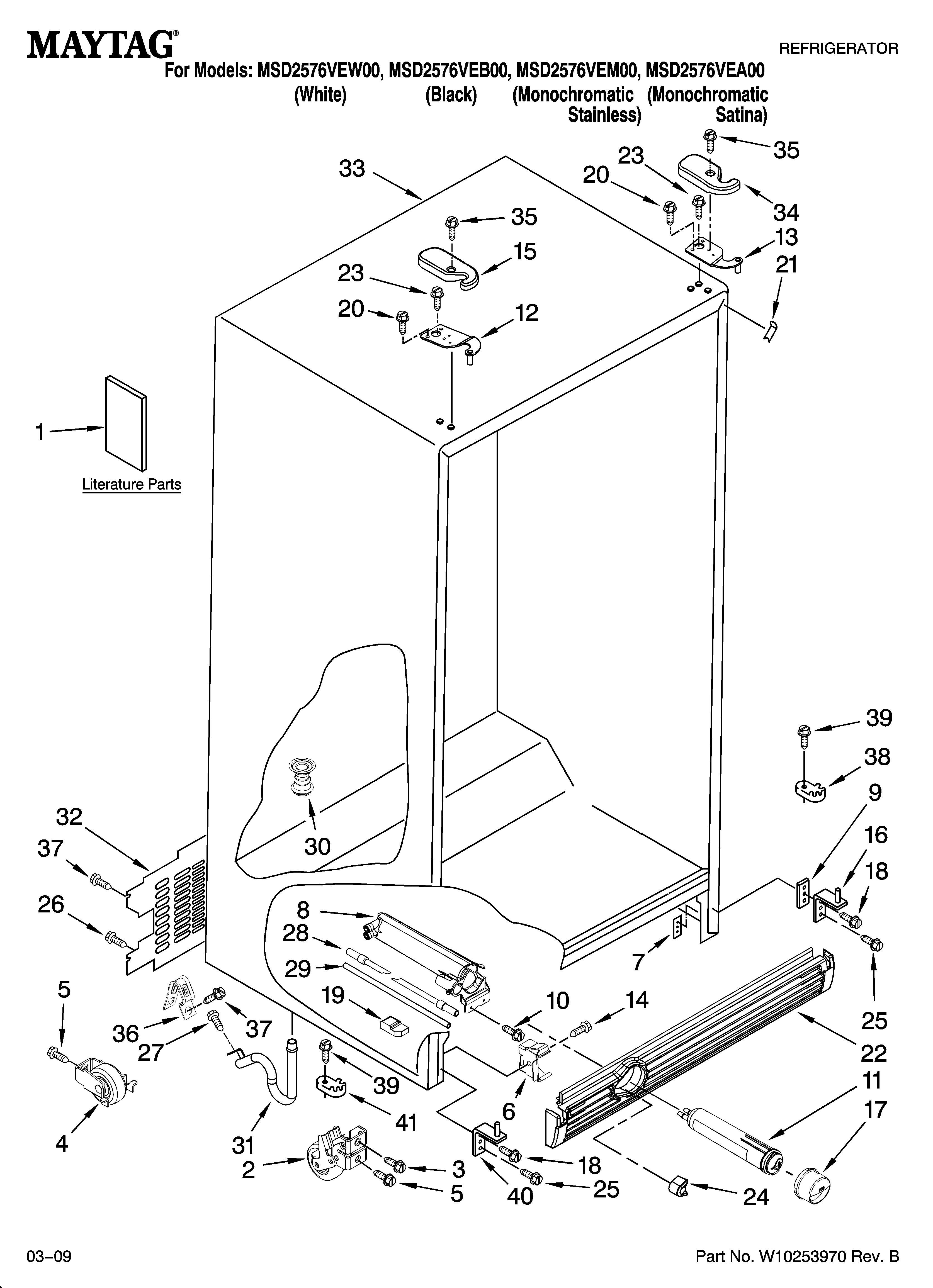 Maytag MSD2576VEB00 cabinet parts diagram