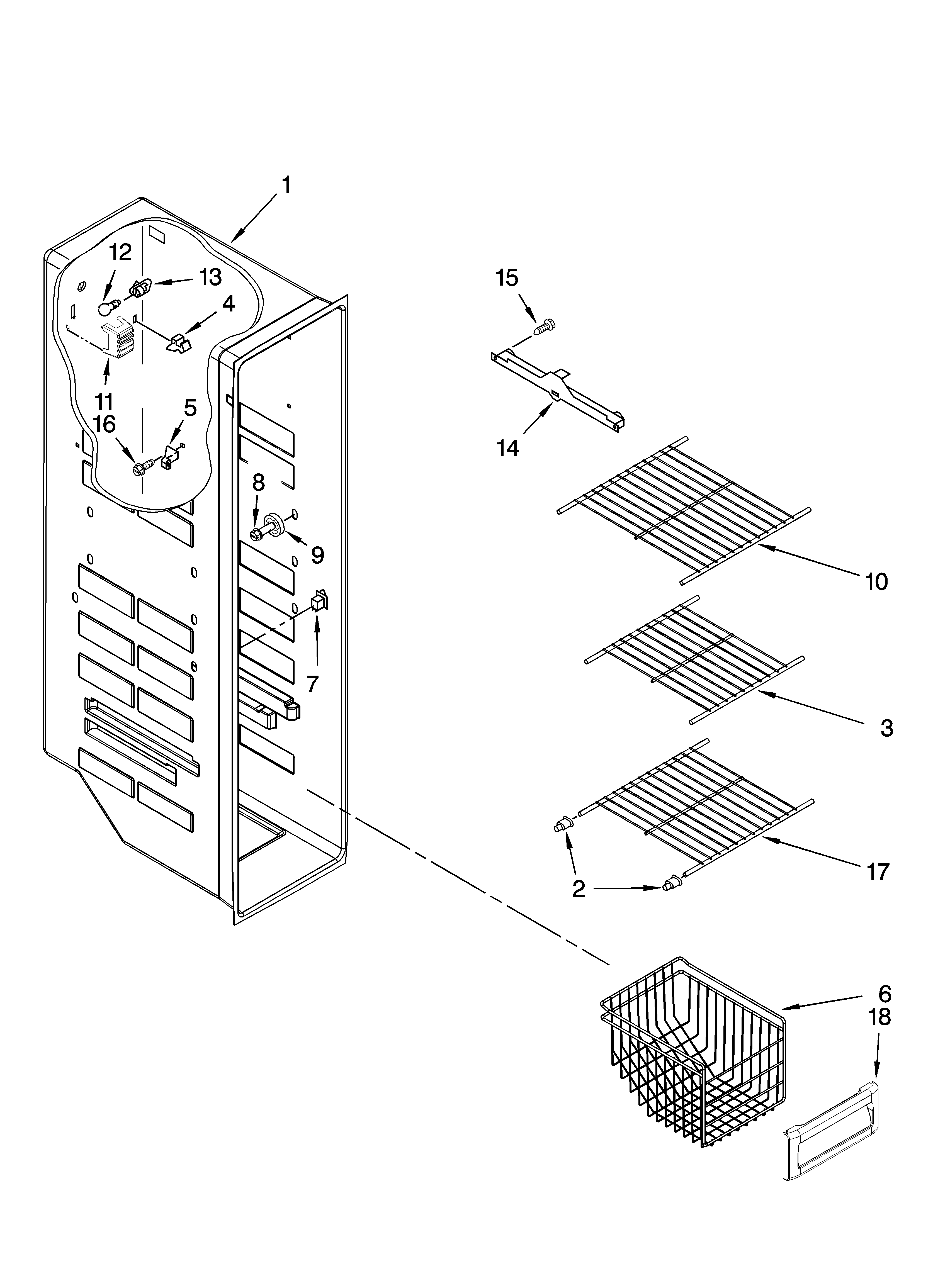 Maytag MSD2576VEB00 freezer liner parts diagram
