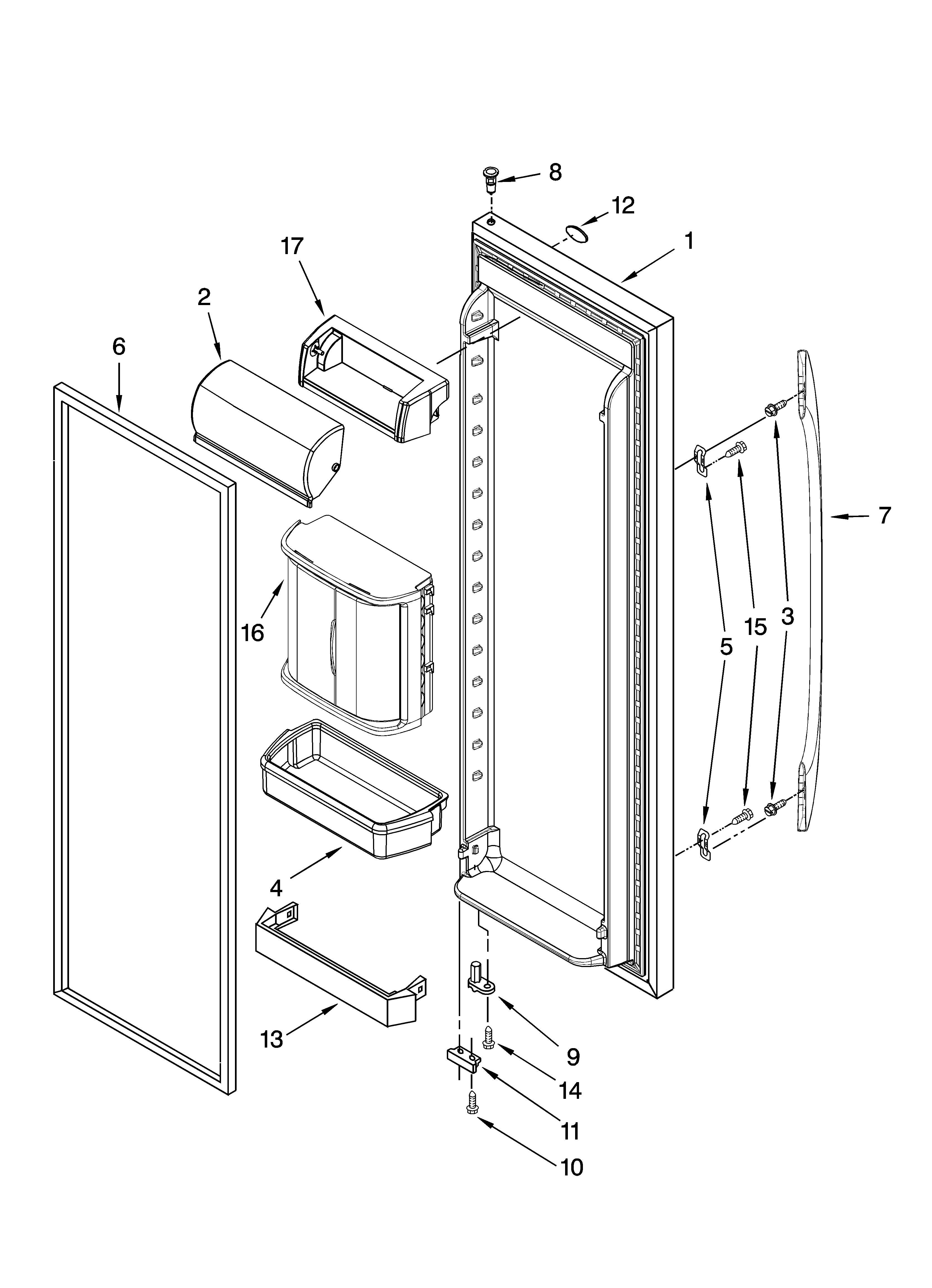 Maytag MSD2576VEB00 refrigerator door parts diagram