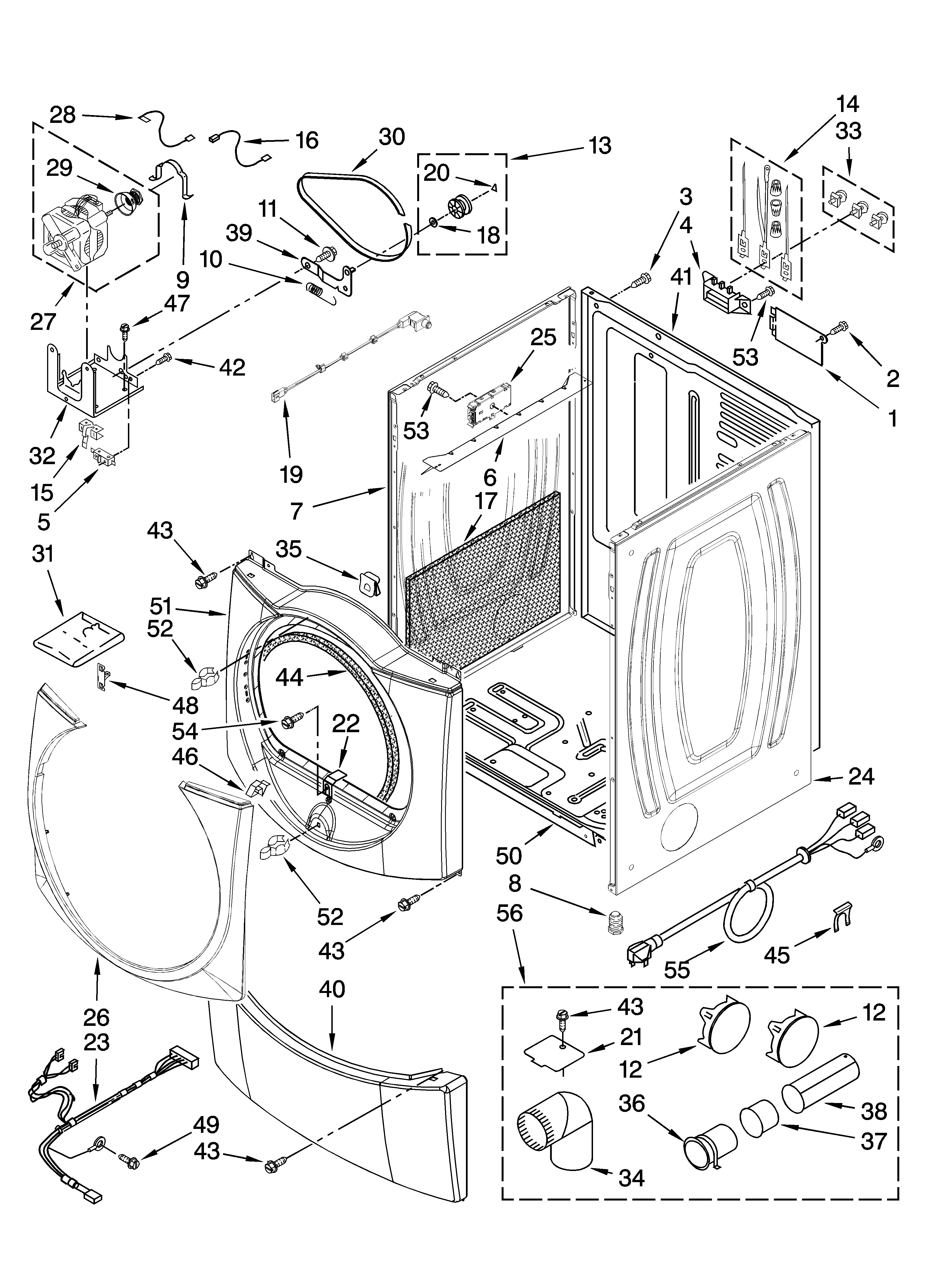 Maytag YMEDE500VF0 cabinet parts diagram