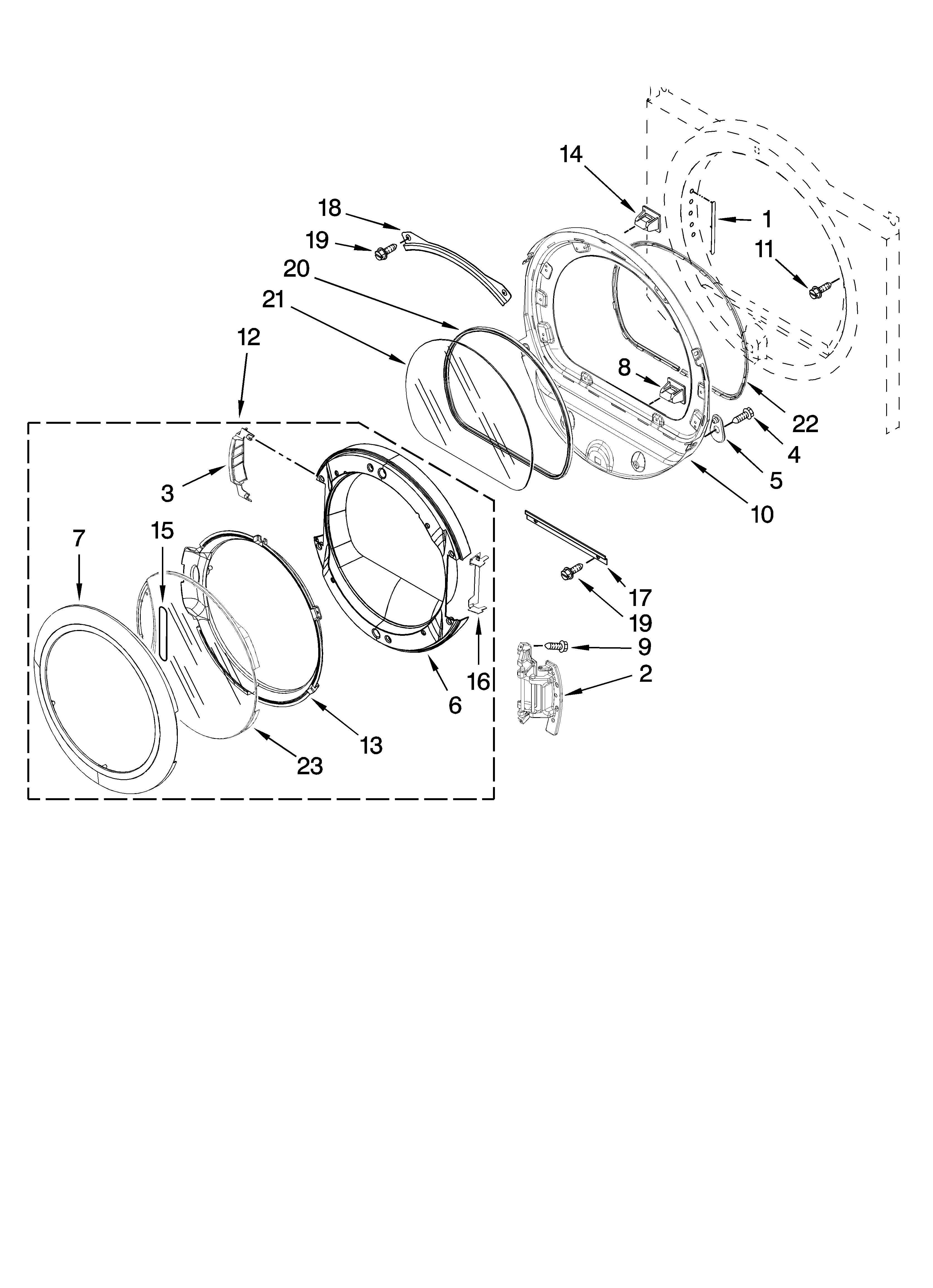 Maytag YMEDE500VF0 door parts diagram