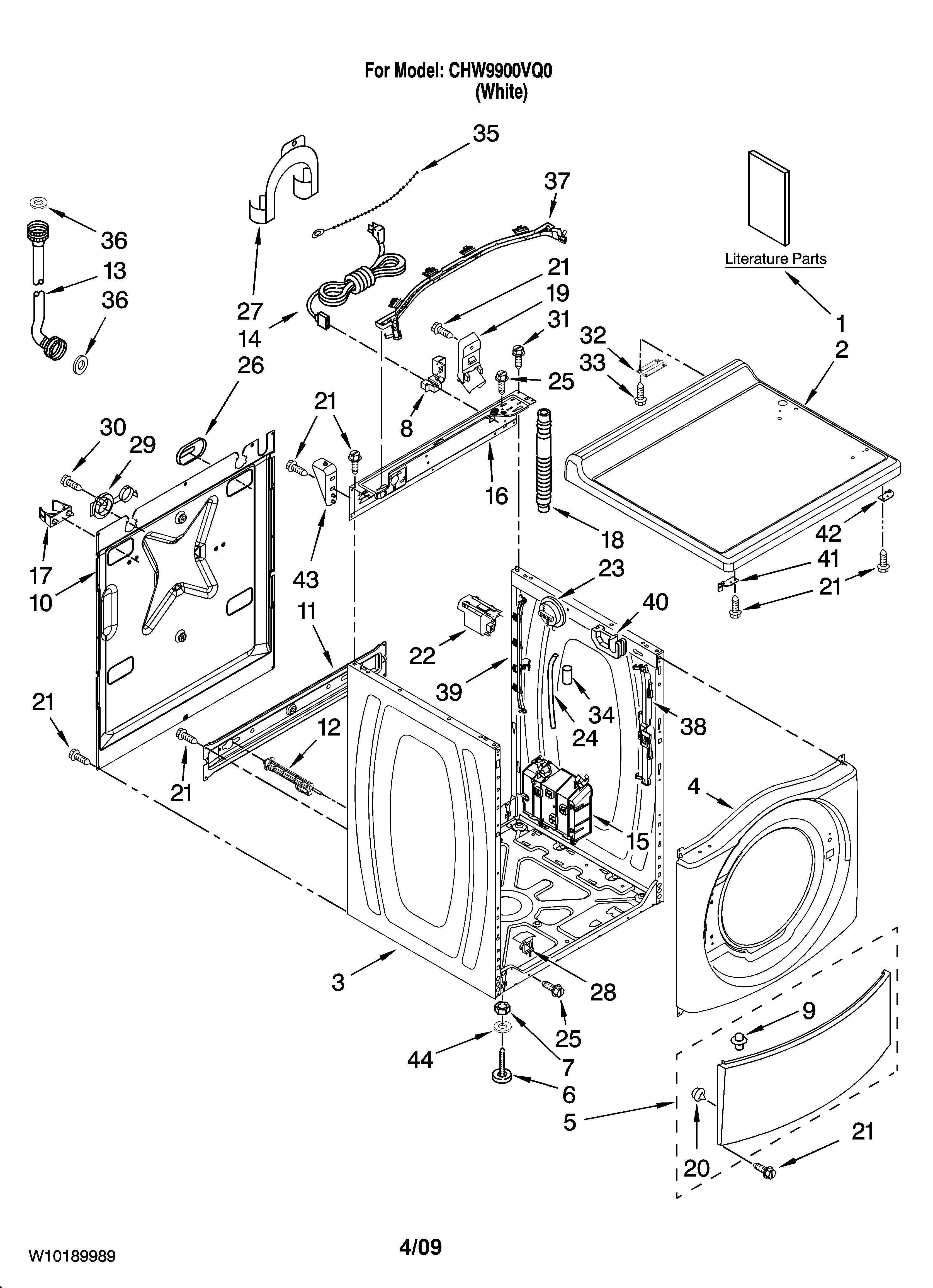 Whirlpool CHW9900VQ0 top and cabinet parts diagram