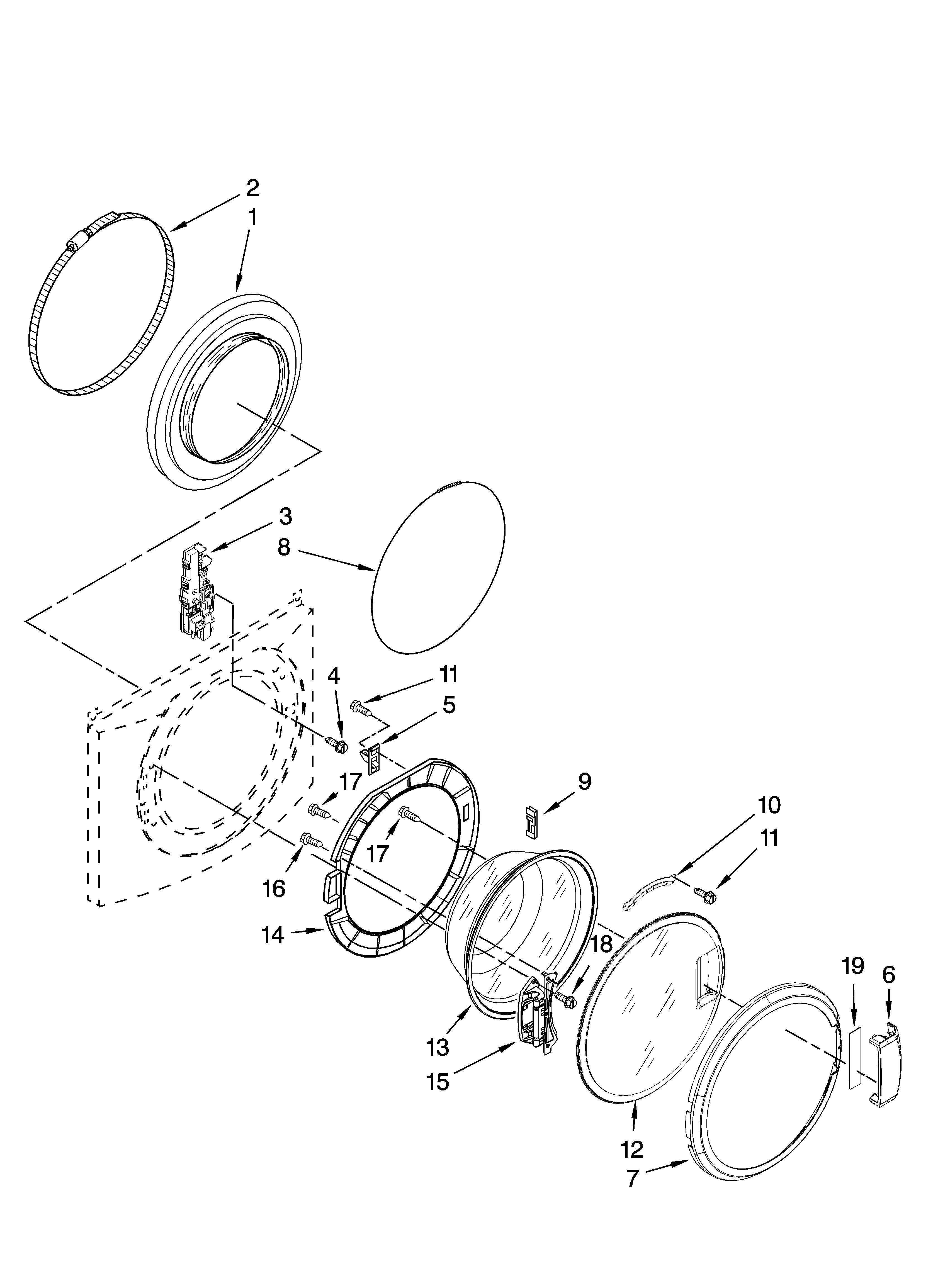 Whirlpool CHW9900VQ0 door and latch parts diagram
