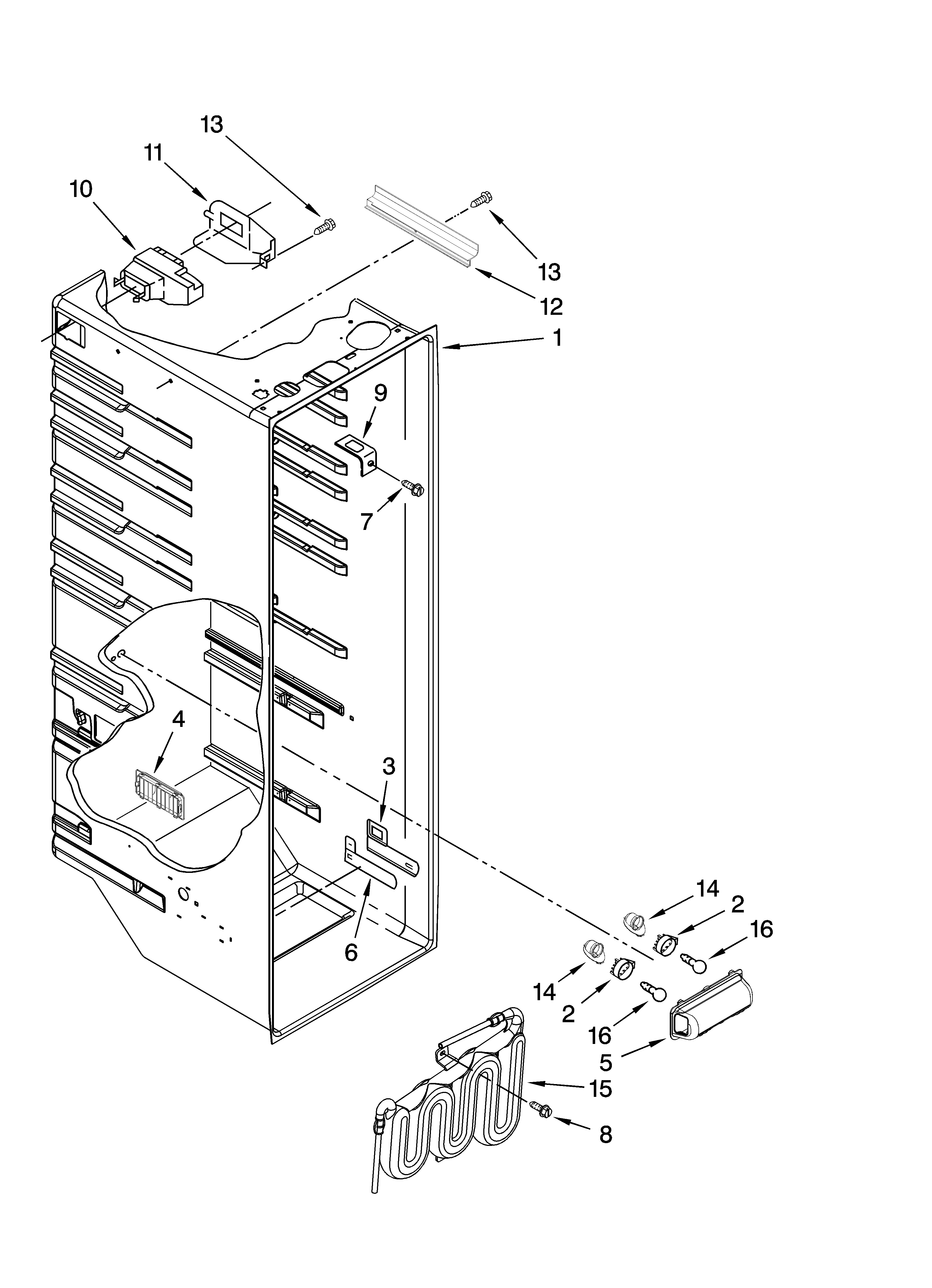 Whirlpool BRS62BBANA00 refrigerator liner parts diagram