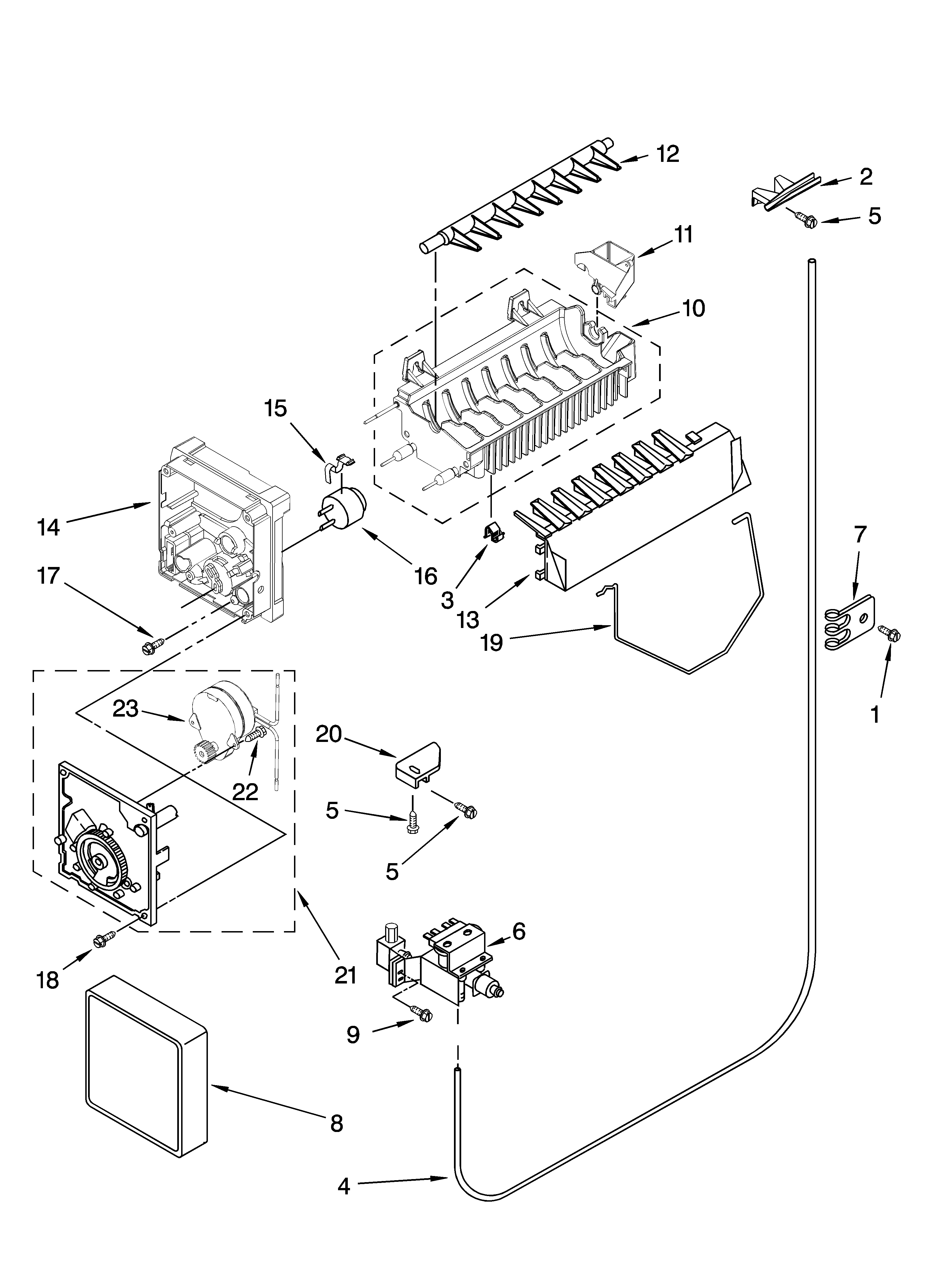 Whirlpool BRS62BBANA00 icemaker parts diagram