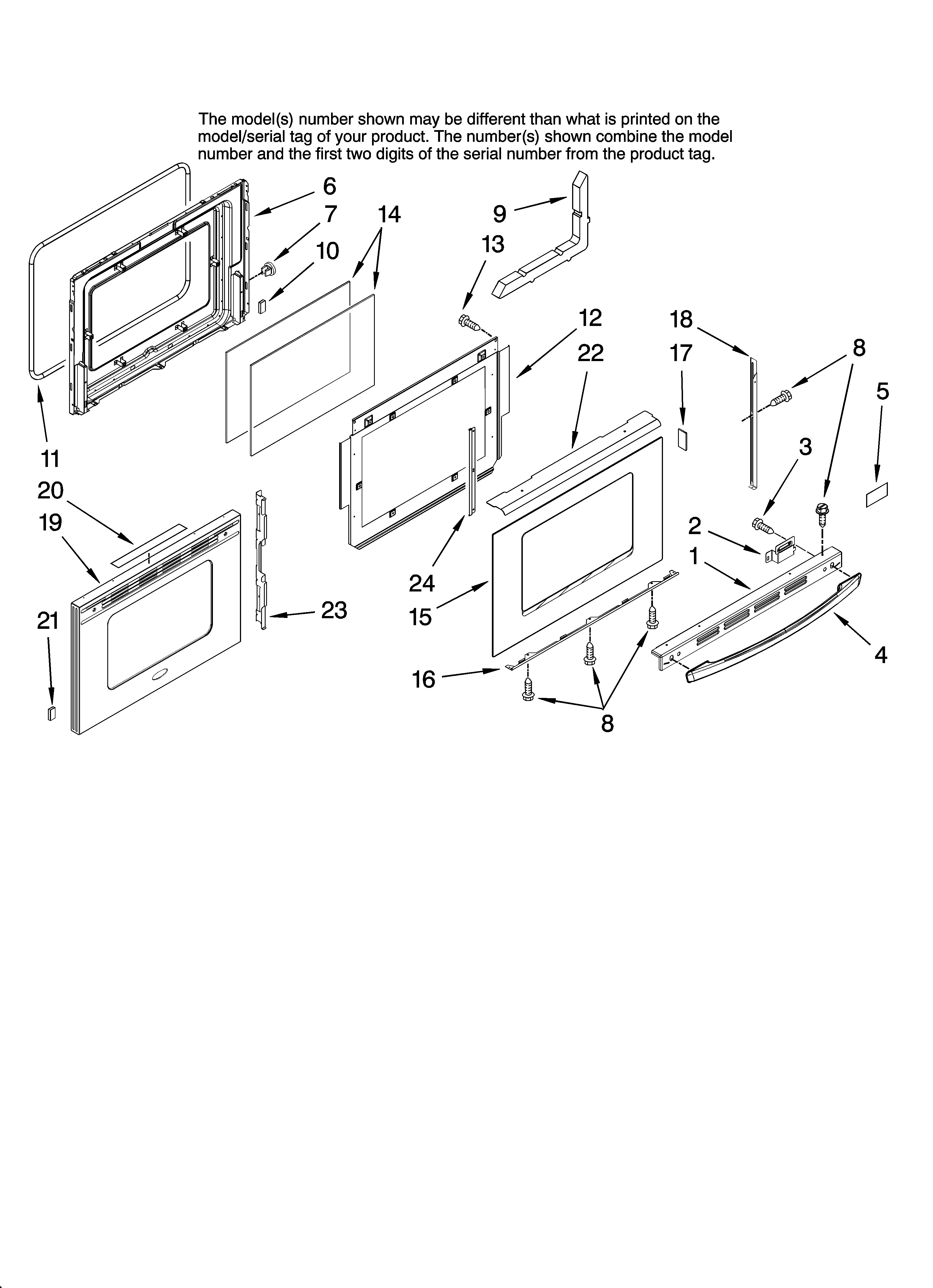 Whirlpool GW397LXUB1 door parts diagram