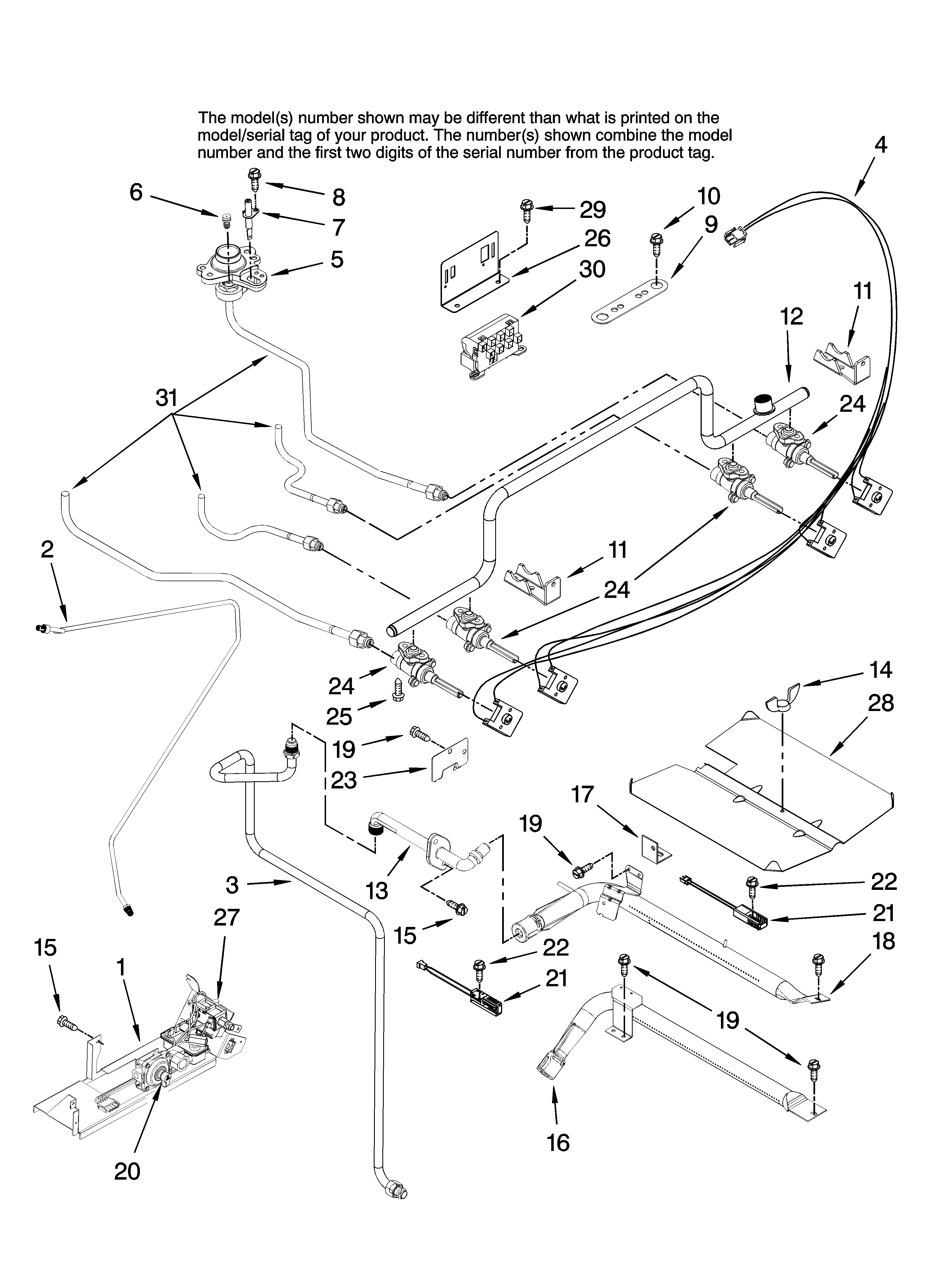 Whirlpool GW399LXUS1 manifold parts diagram