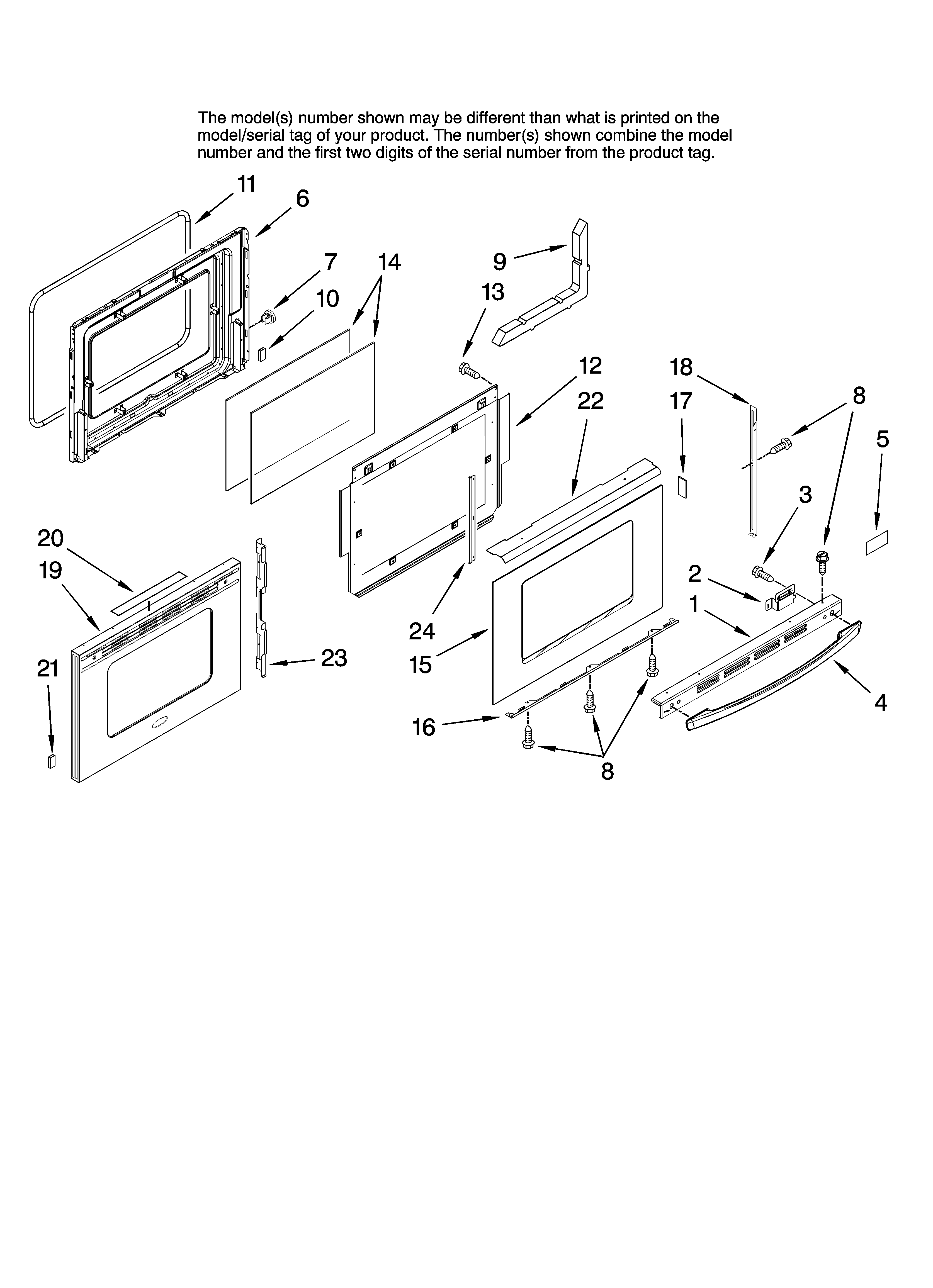 Whirlpool GW399LXUS1 door parts diagram