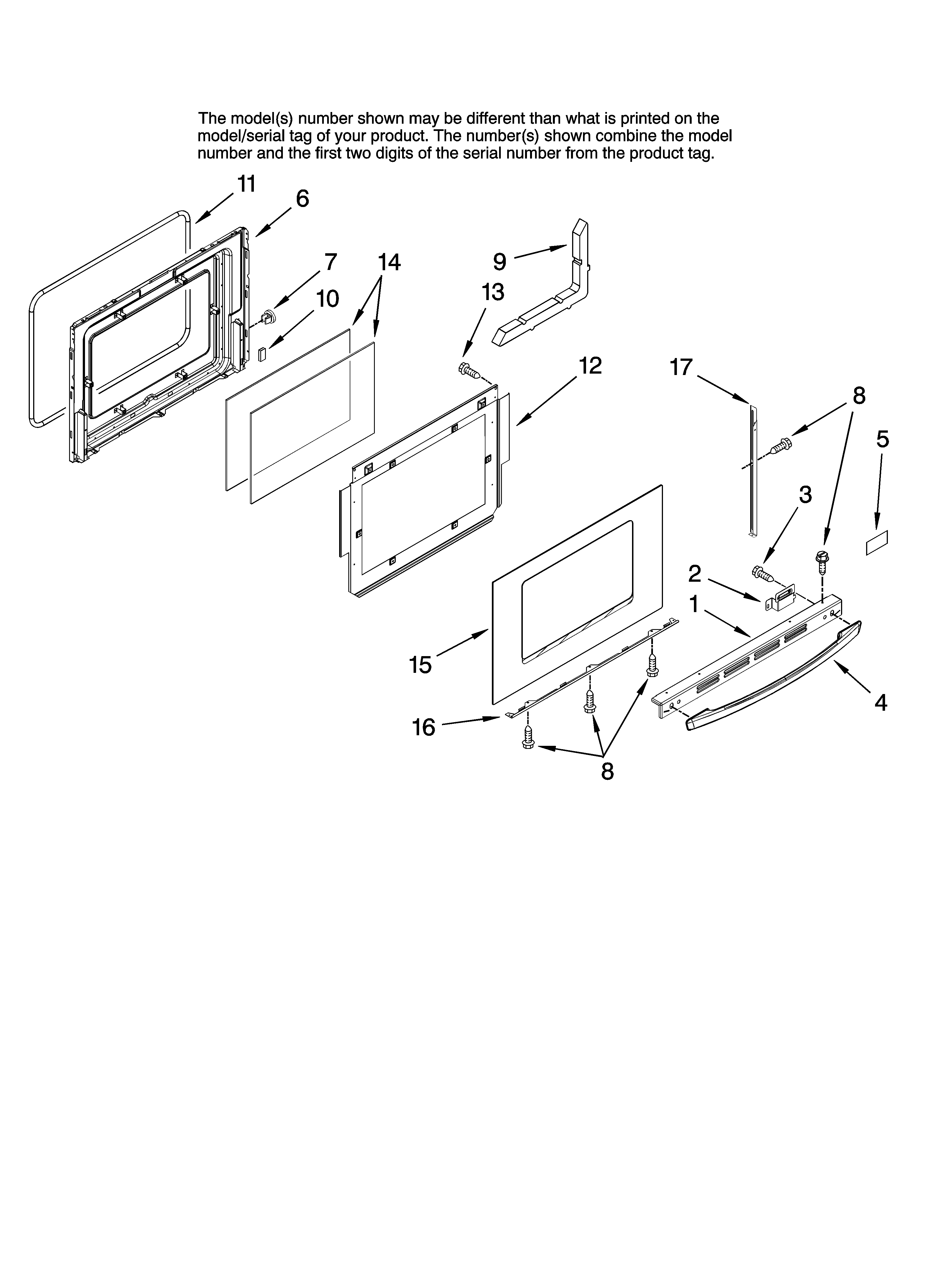 Whirlpool GW399LXUB5 door parts diagram
