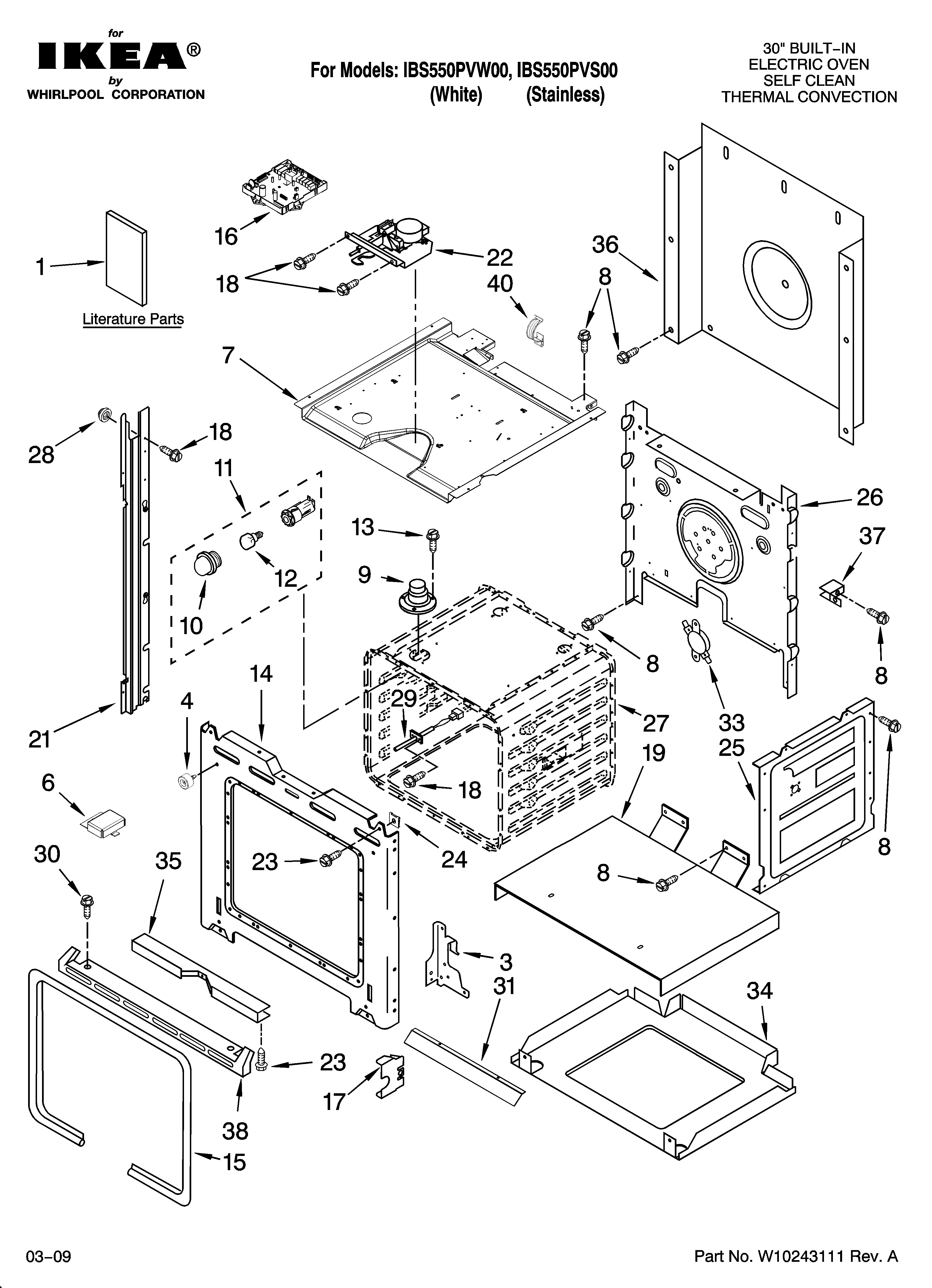 Ikea IBS550PVS00 oven parts diagram