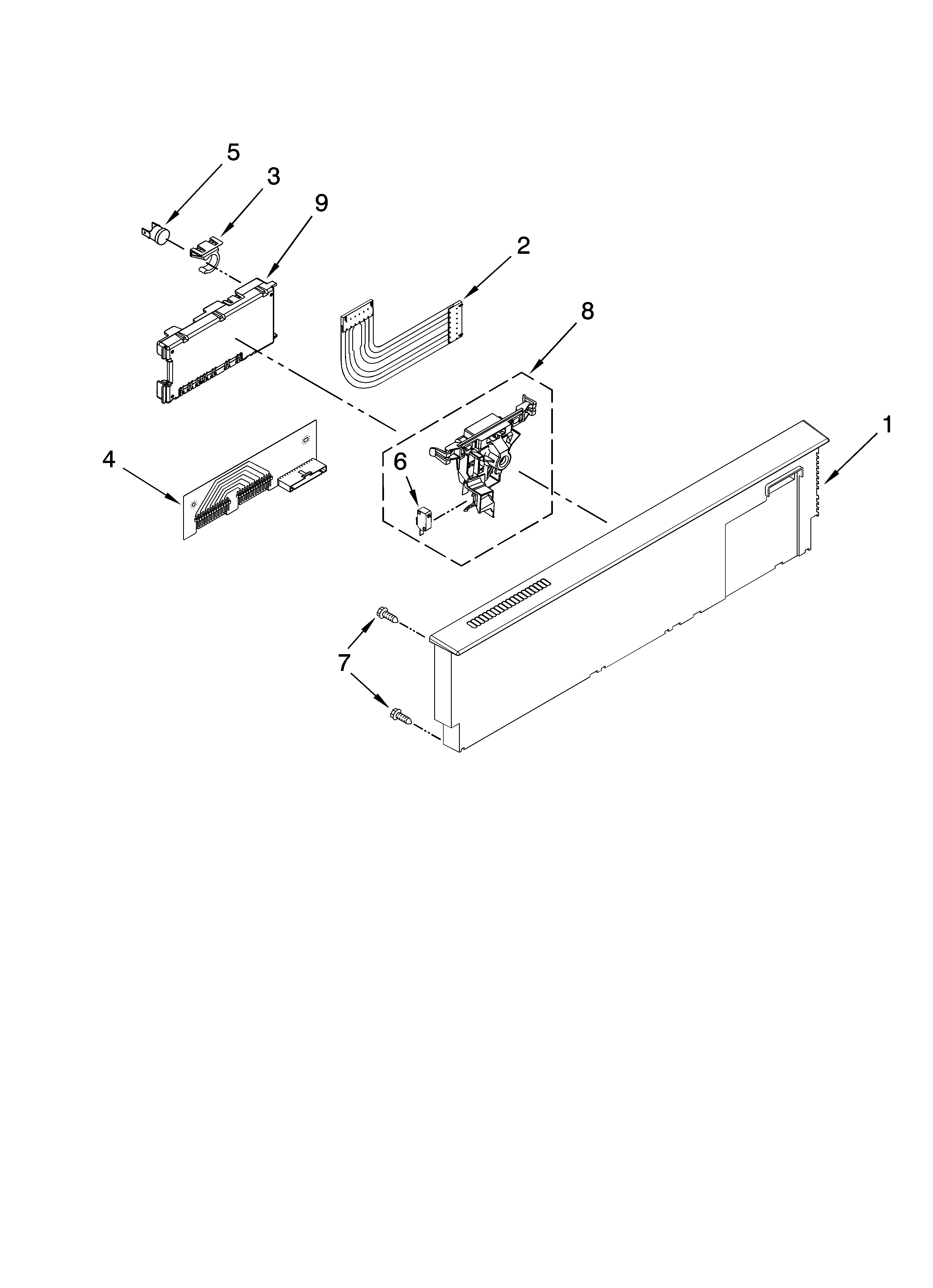 KitchenAid KUDL40CVWH0 control panel parts diagram