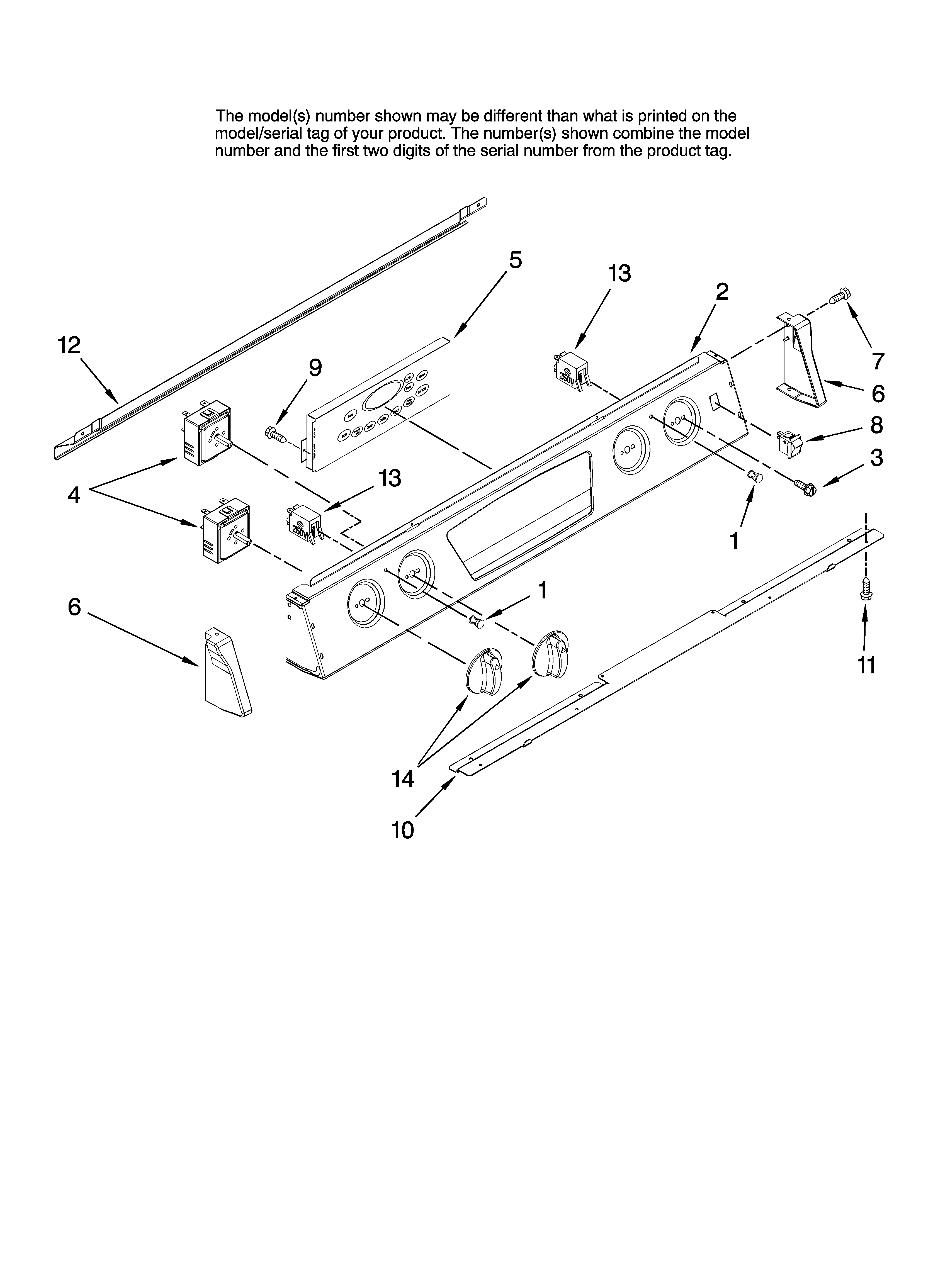 Whirlpool RY160LXTB1 control panel parts diagram