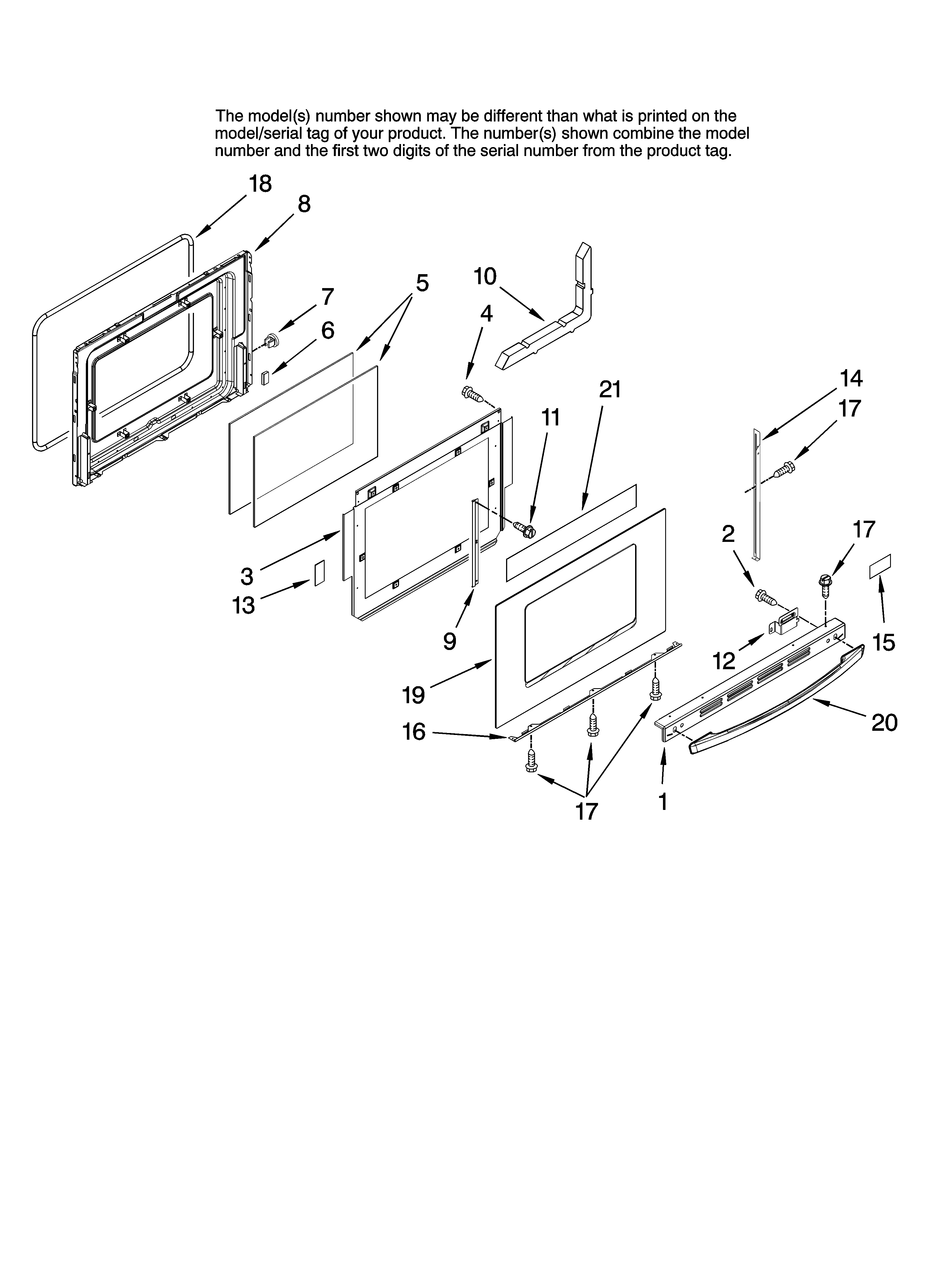 Whirlpool RY160LXTB1 door parts diagram
