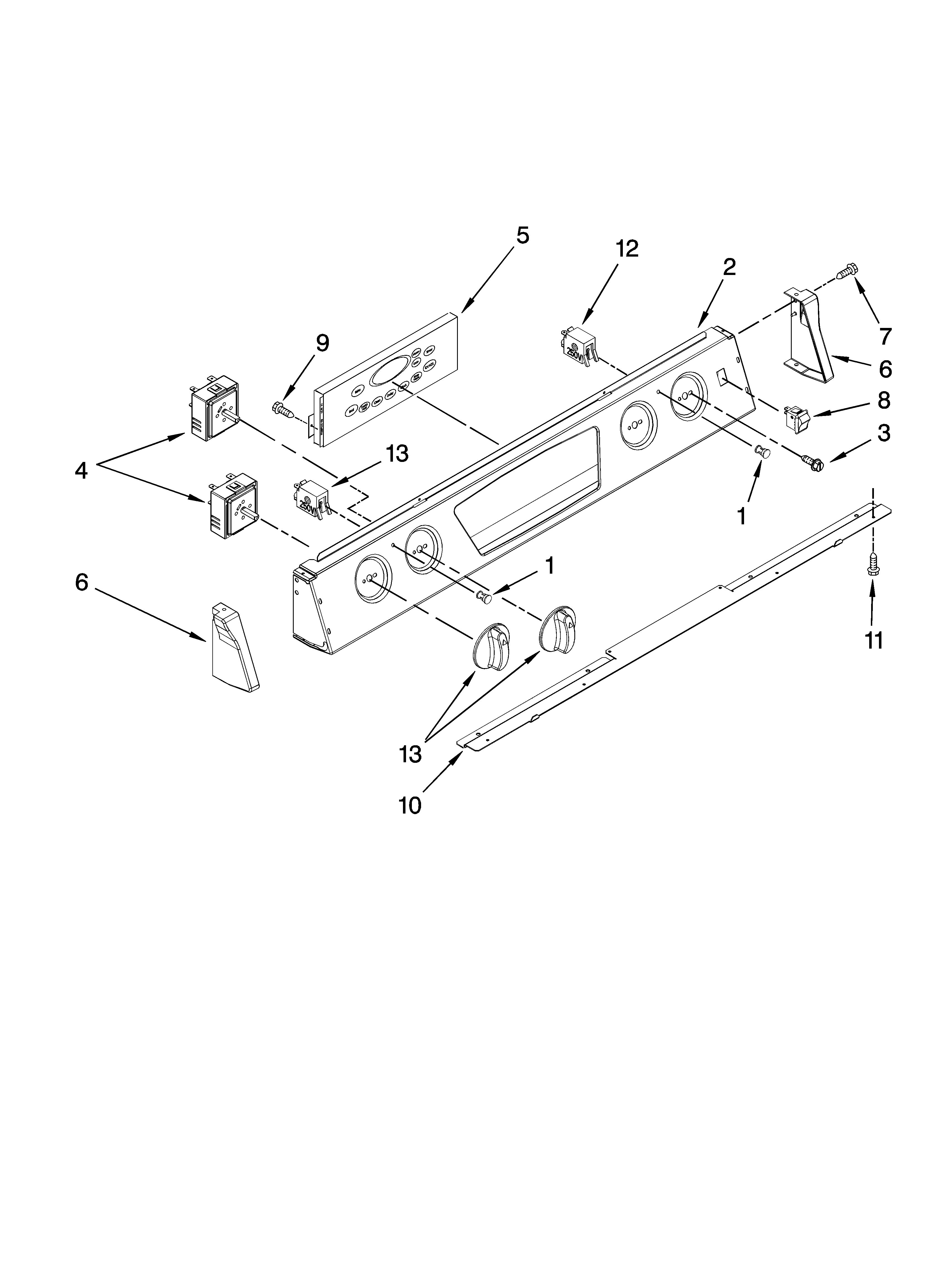 Whirlpool RY160LXTS3 control panel parts diagram