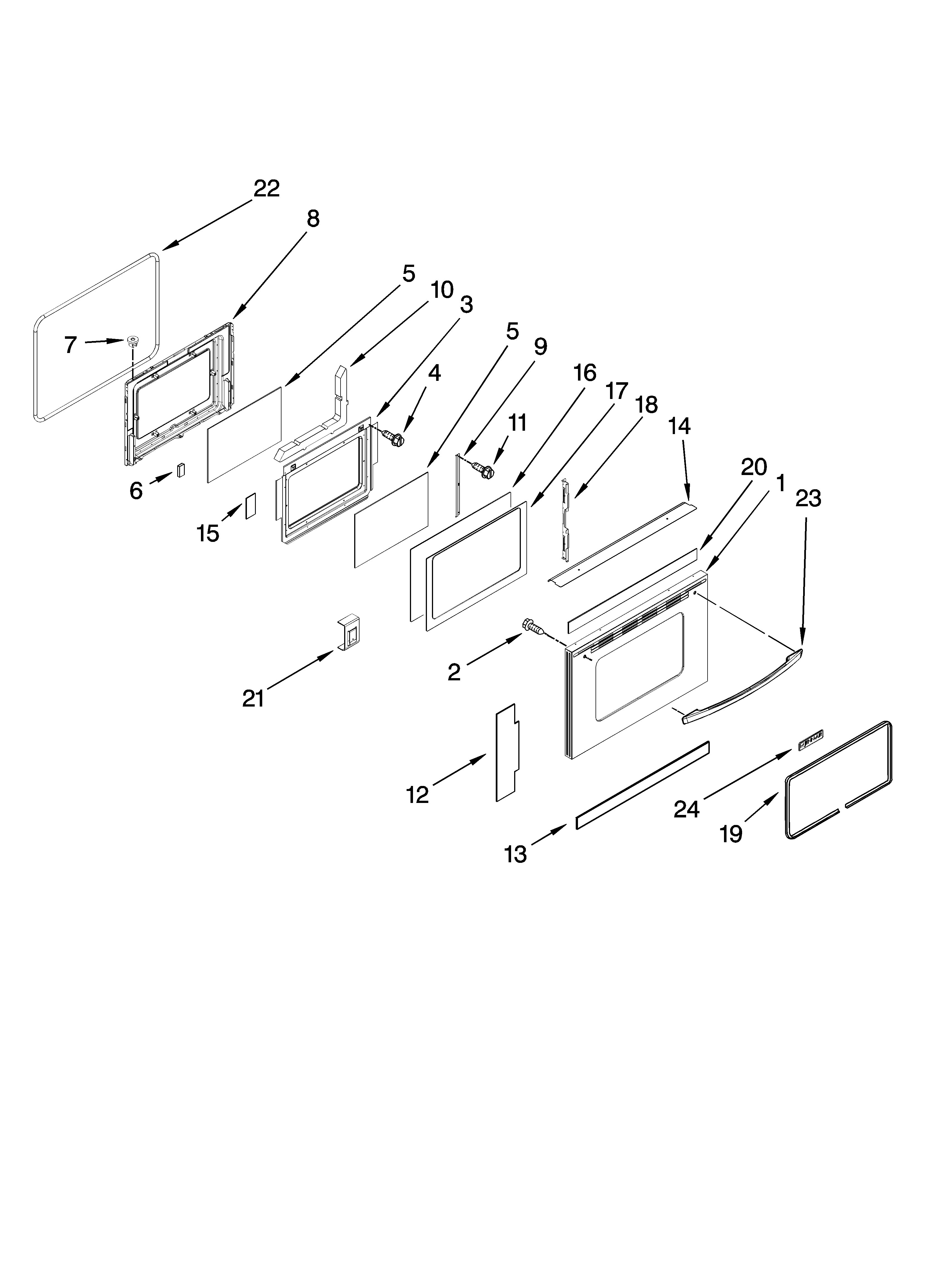 Whirlpool RY160LXTS3 door parts diagram