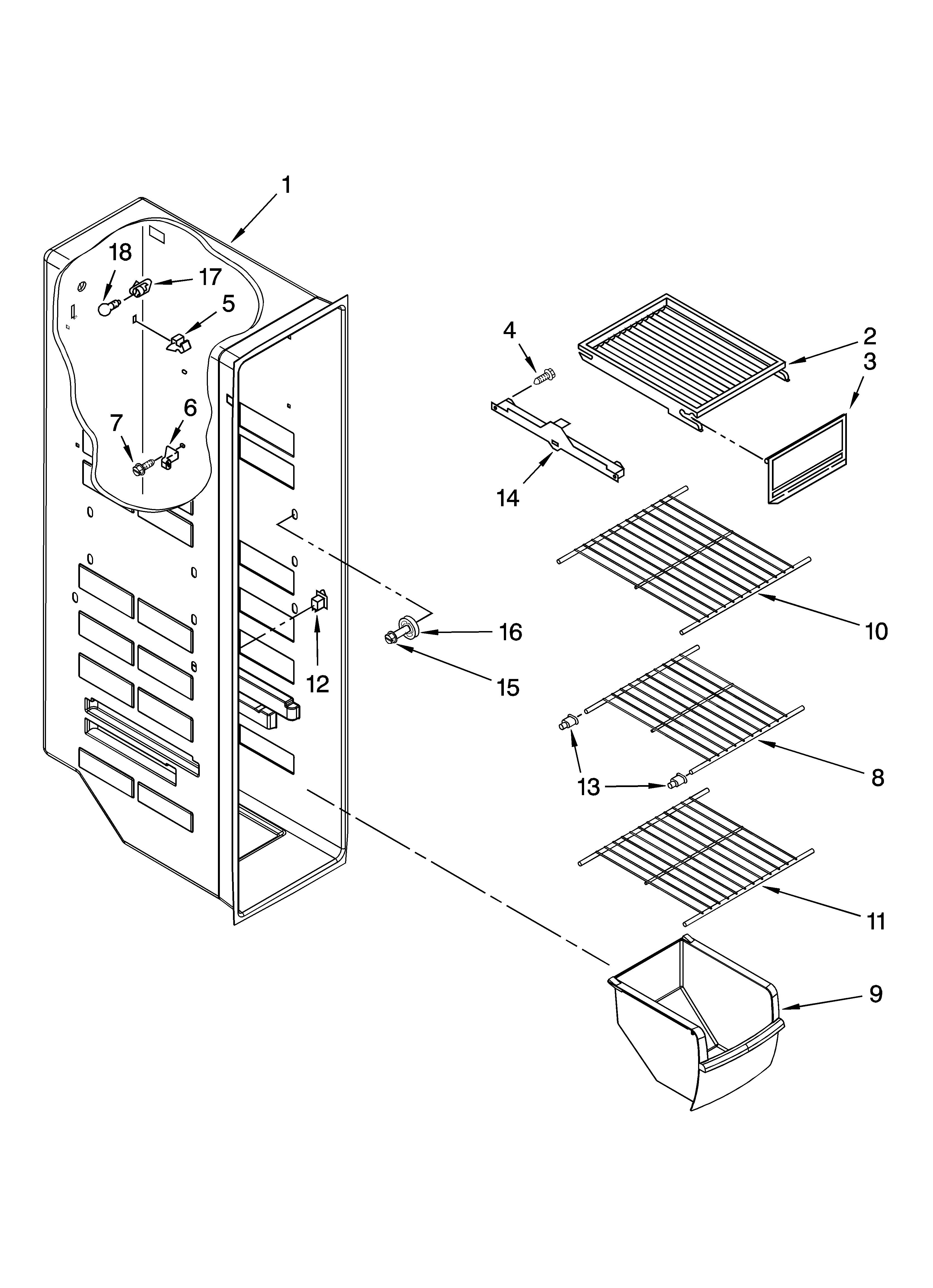Whirlpool ED5GVEXVD02 freezer liner parts diagram