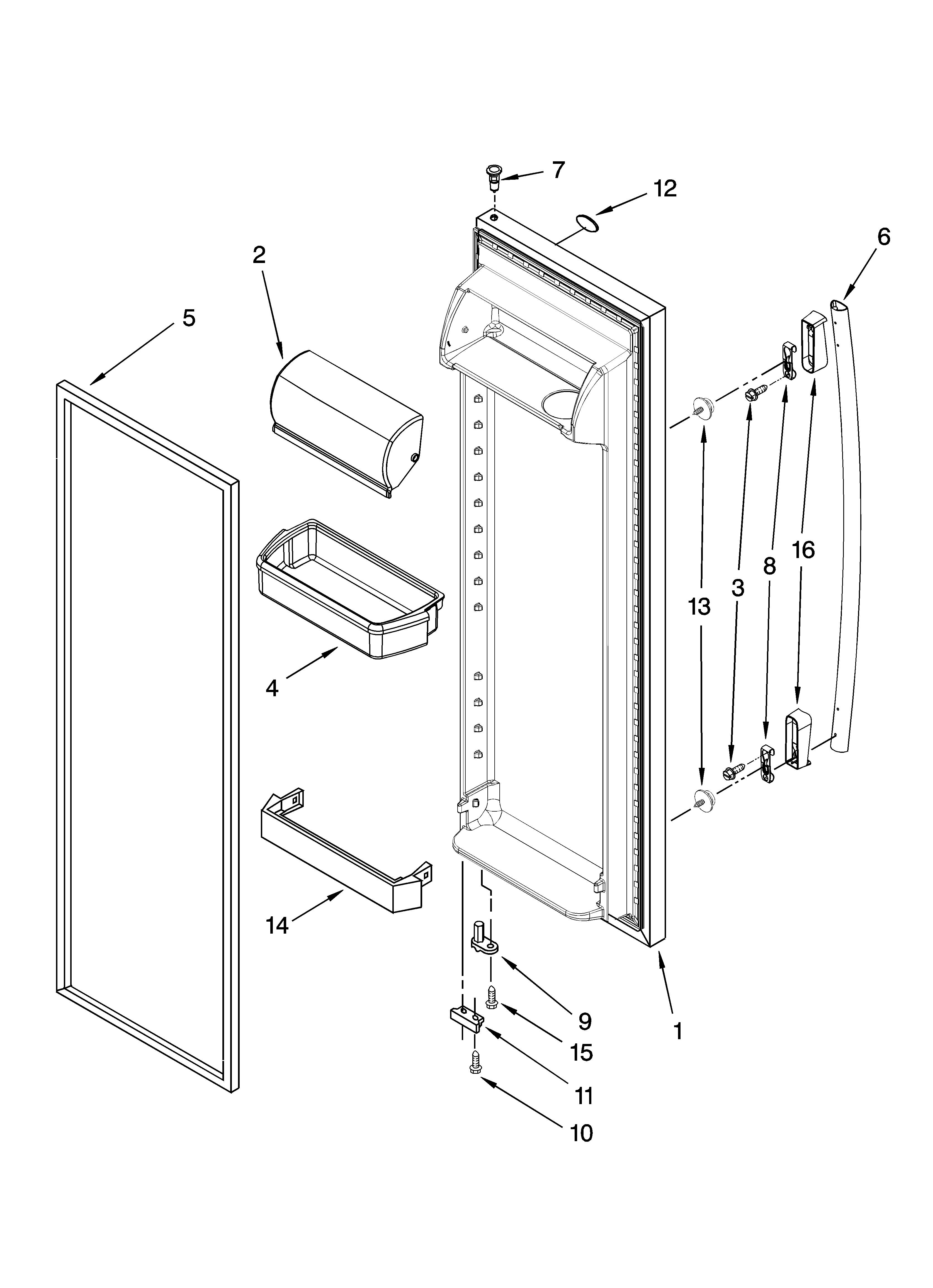 Whirlpool ED5GVEXVD02 refrigerator door parts diagram