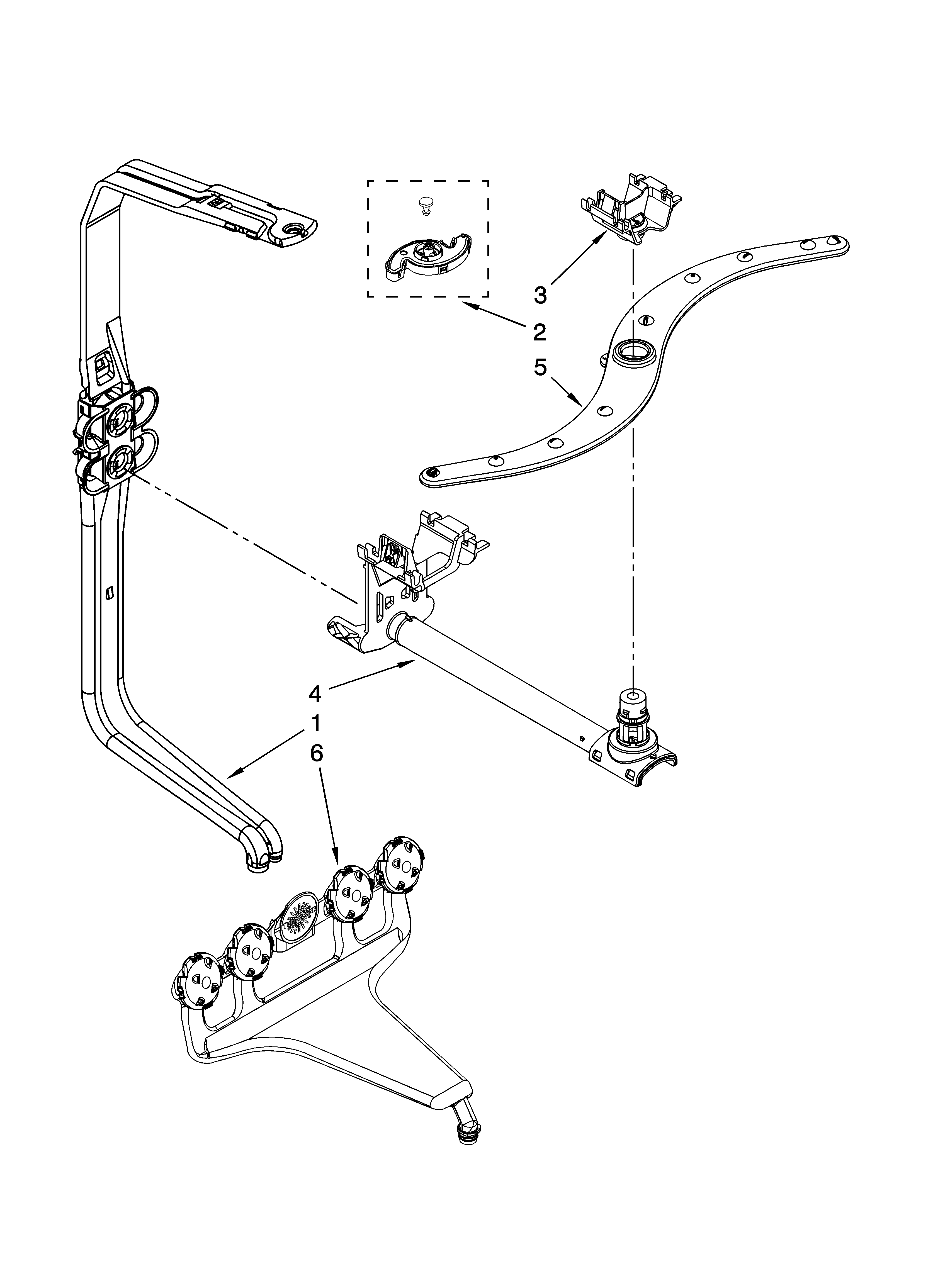 Whirlpool GU3600XTVY1 upper wash and rinse parts diagram