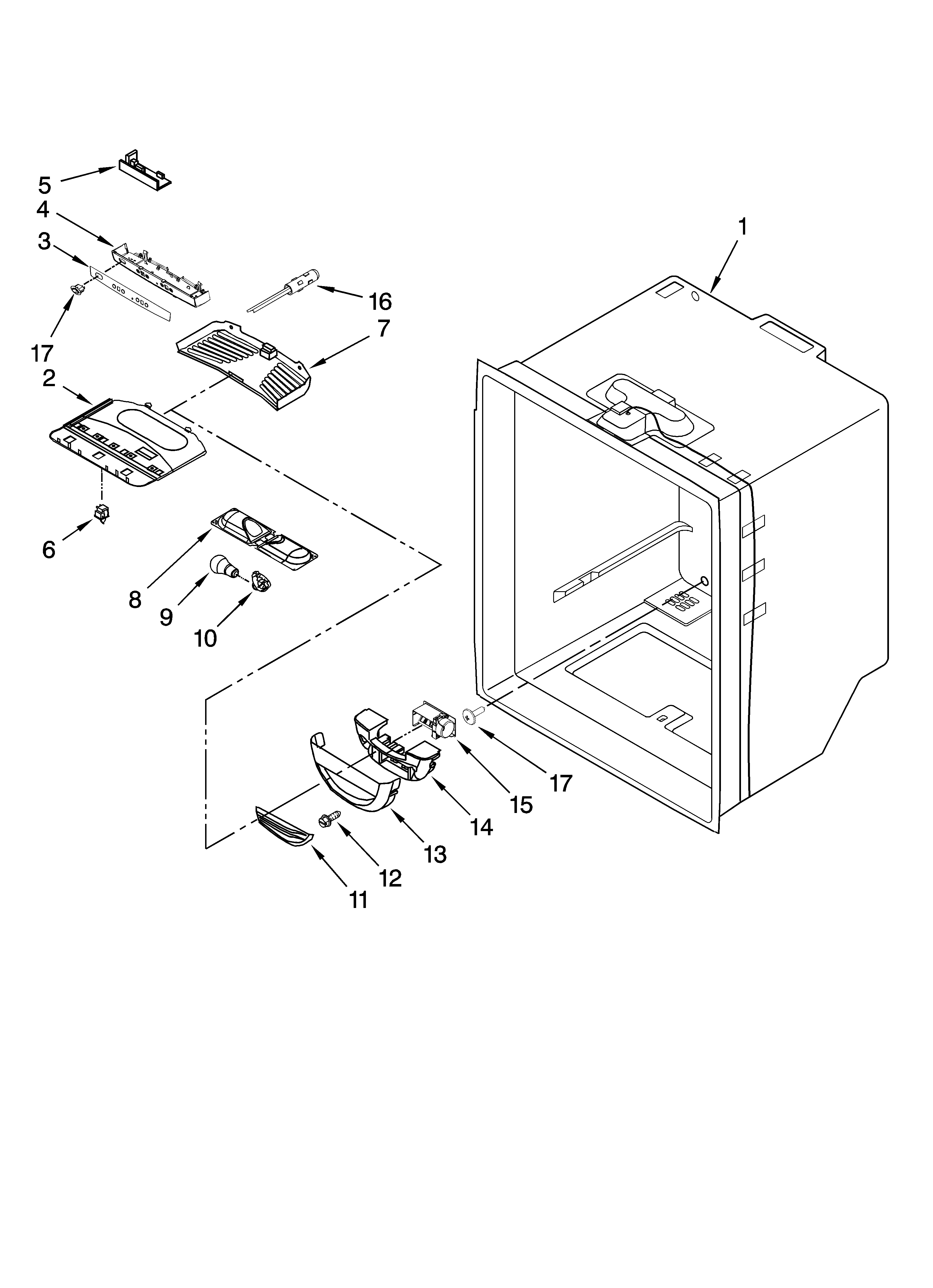Whirlpool GX5SHDXVD00 refrigerator liner parts diagram