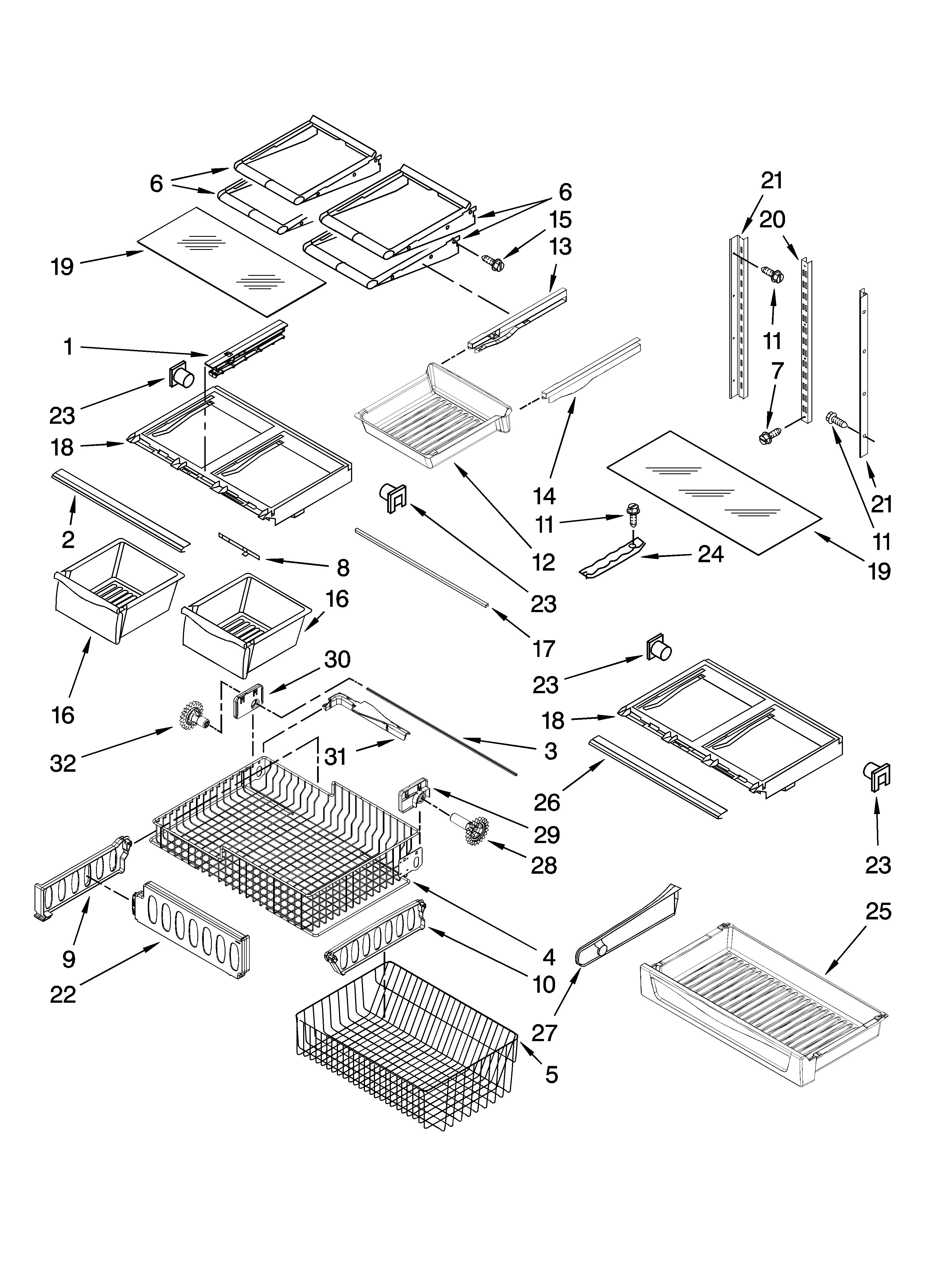 Whirlpool GX5SHDXVD00 shelf parts diagram