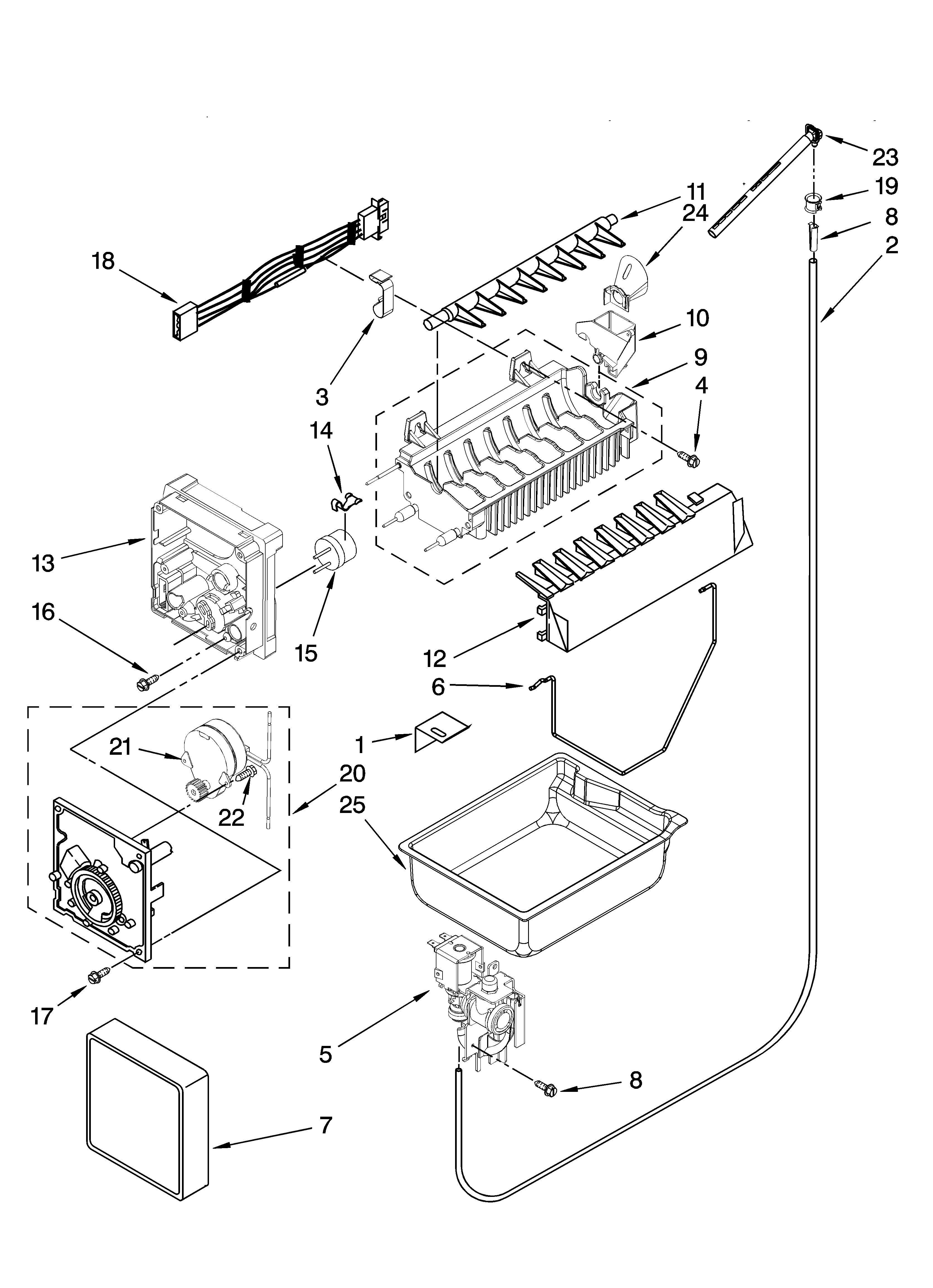 Whirlpool GX5SHDXVD00 icemaker parts diagram