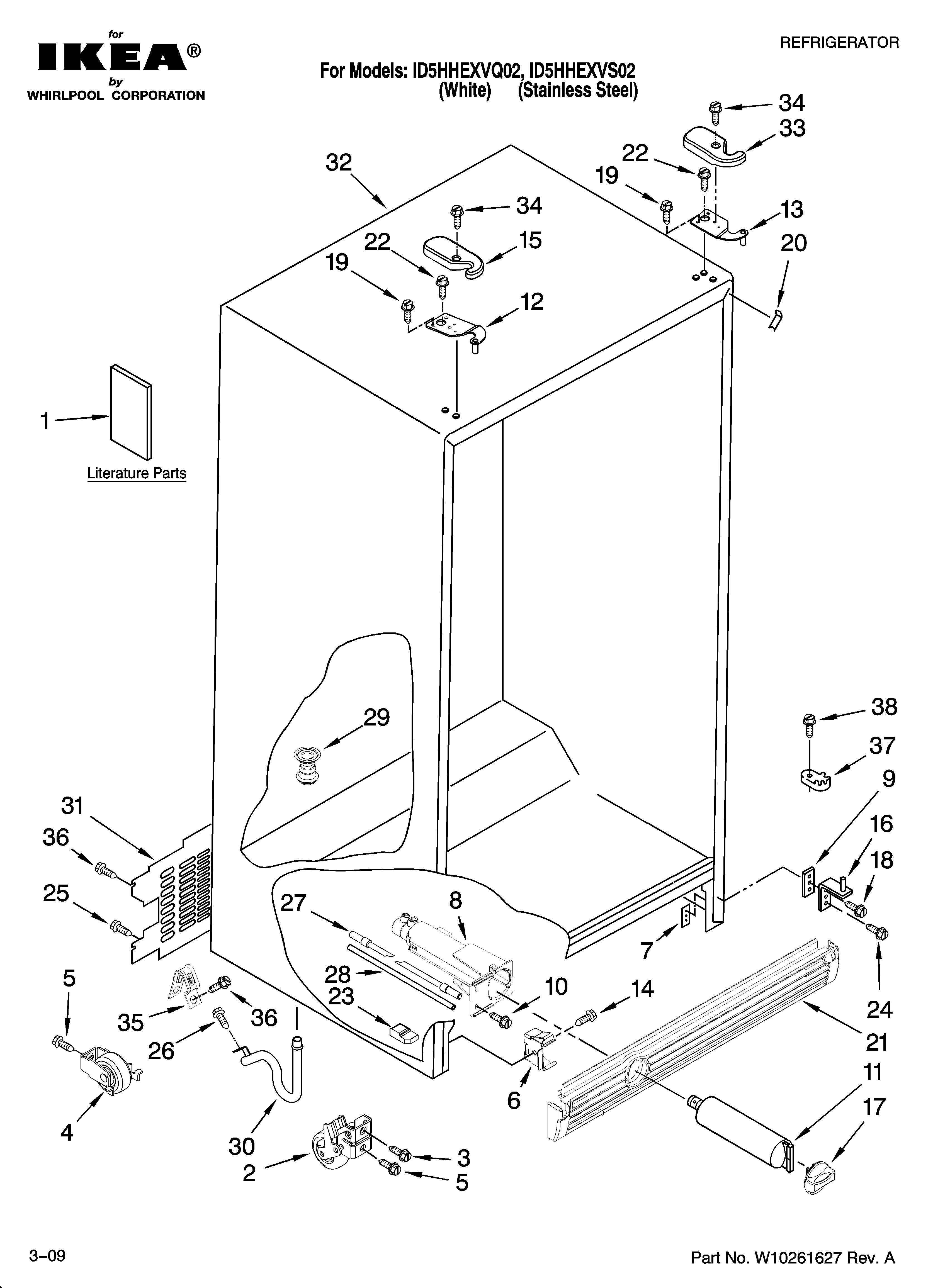 Ikea ID5HHEXVS02 cabinet parts diagram