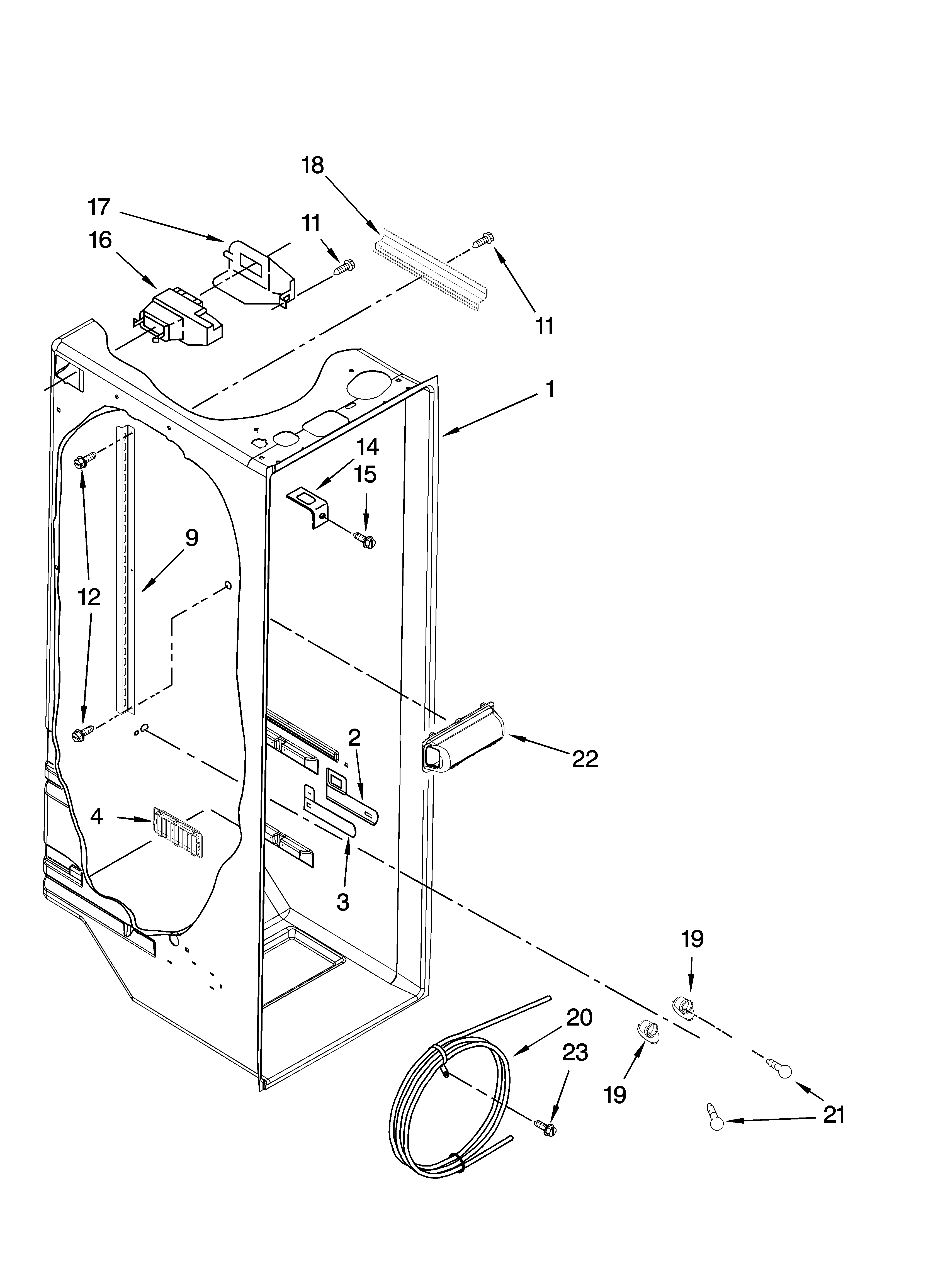 KitchenAid KSRG25FVWH01 refrigerator liner parts diagram