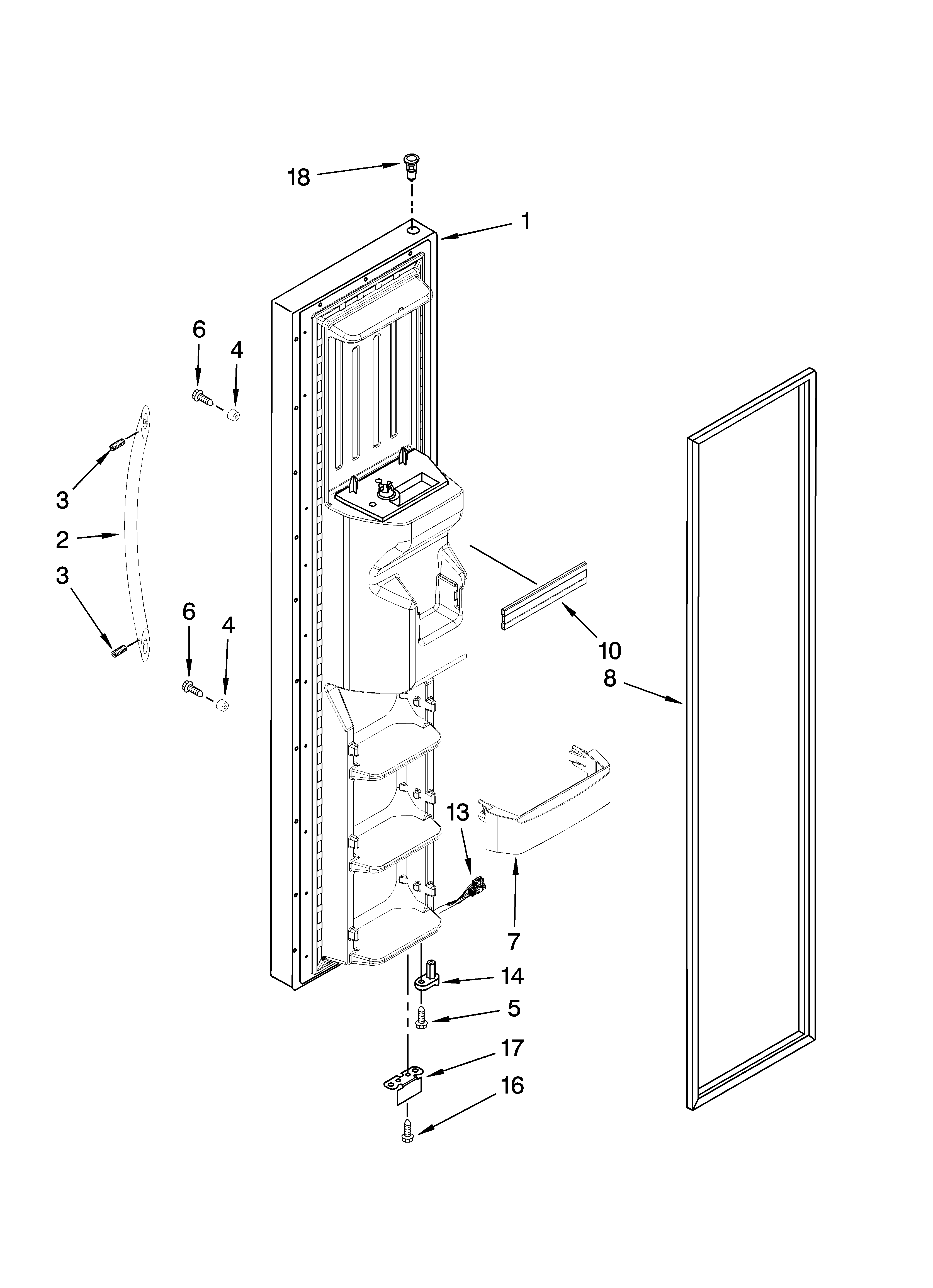 KitchenAid KSRG25FVWH01 freezer door parts diagram