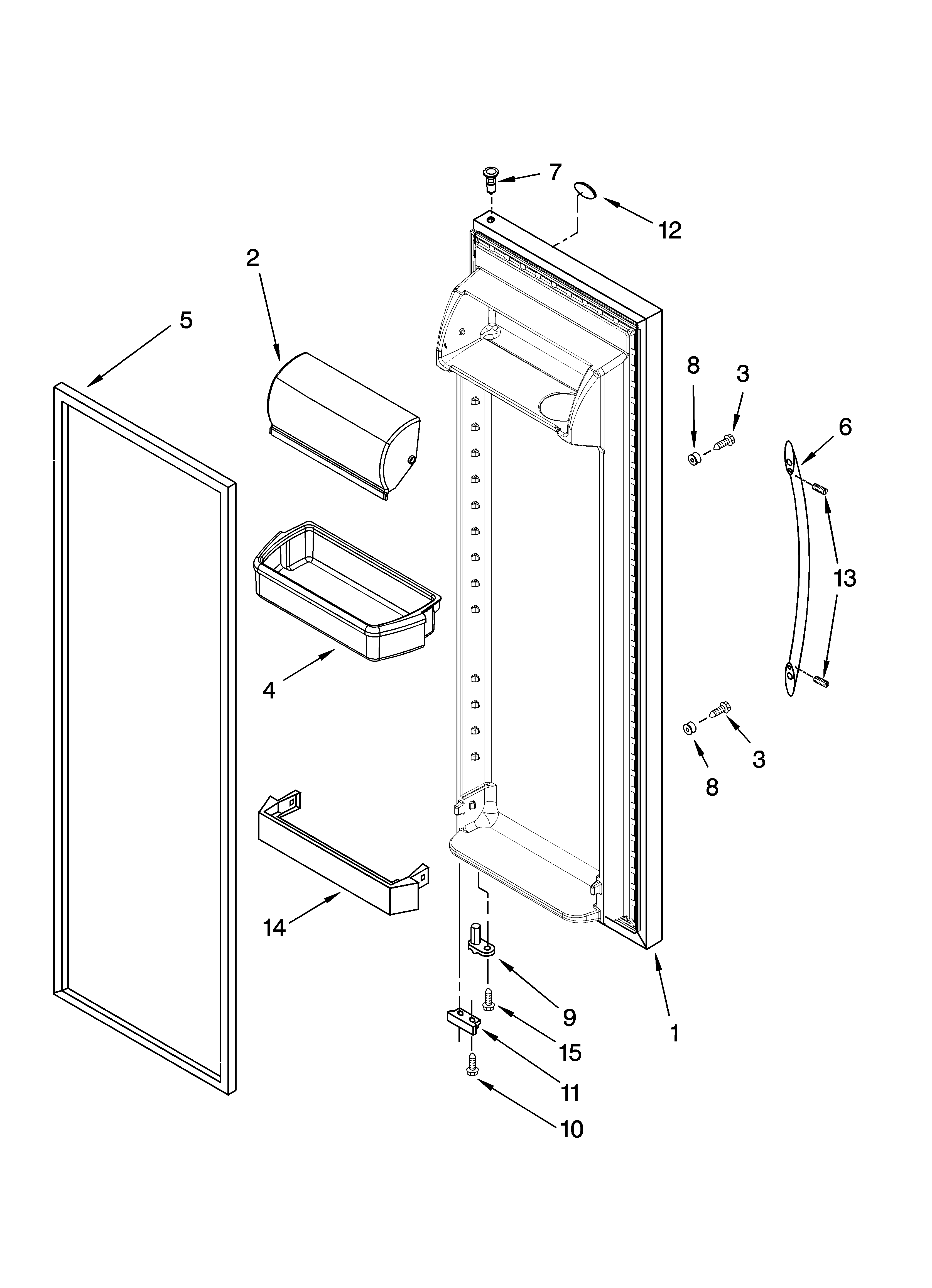 KitchenAid KSRV22FVWH02 refrigerator door parts diagram