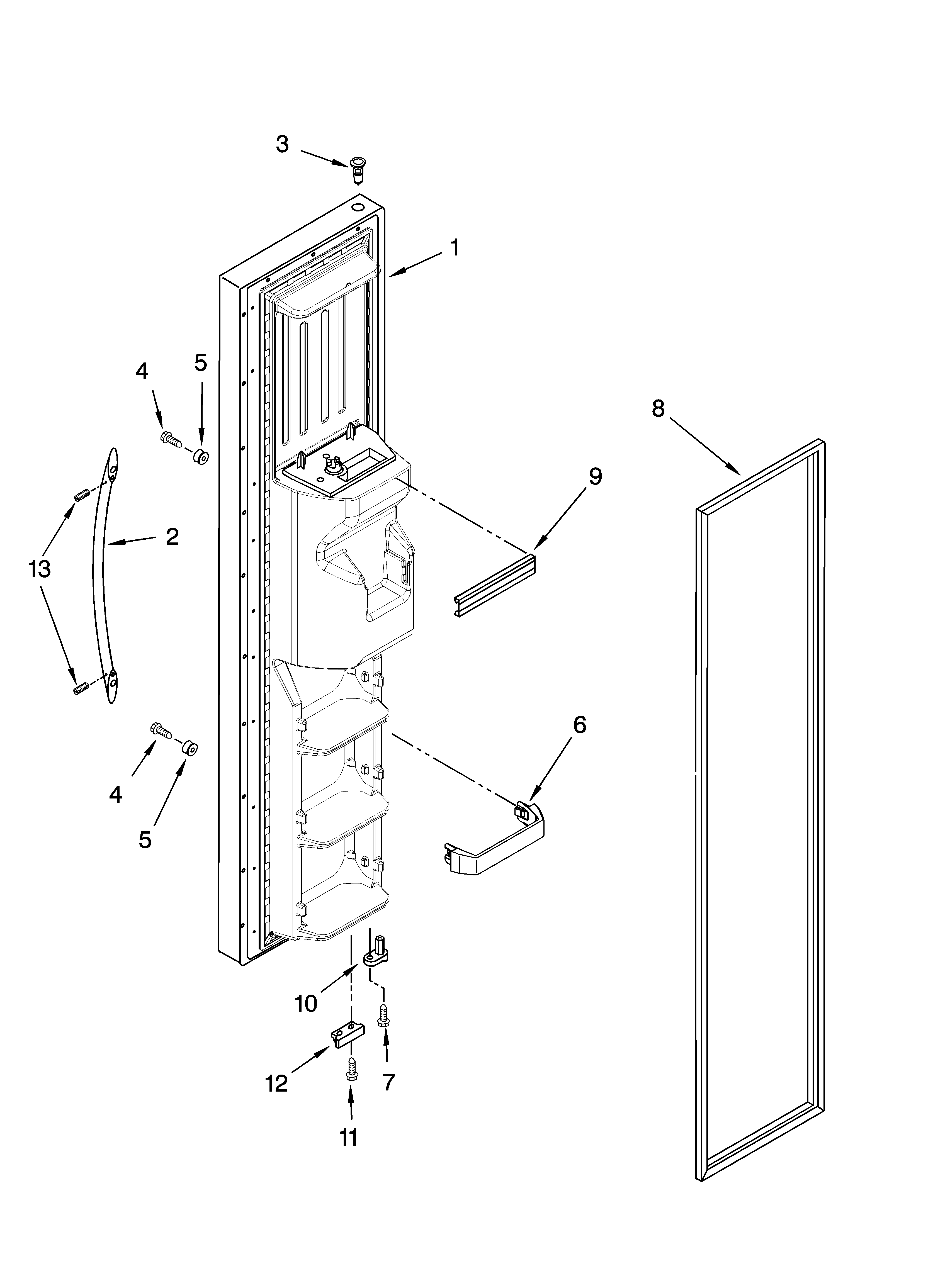 KitchenAid KSRV22FVWH02 freezer door parts diagram