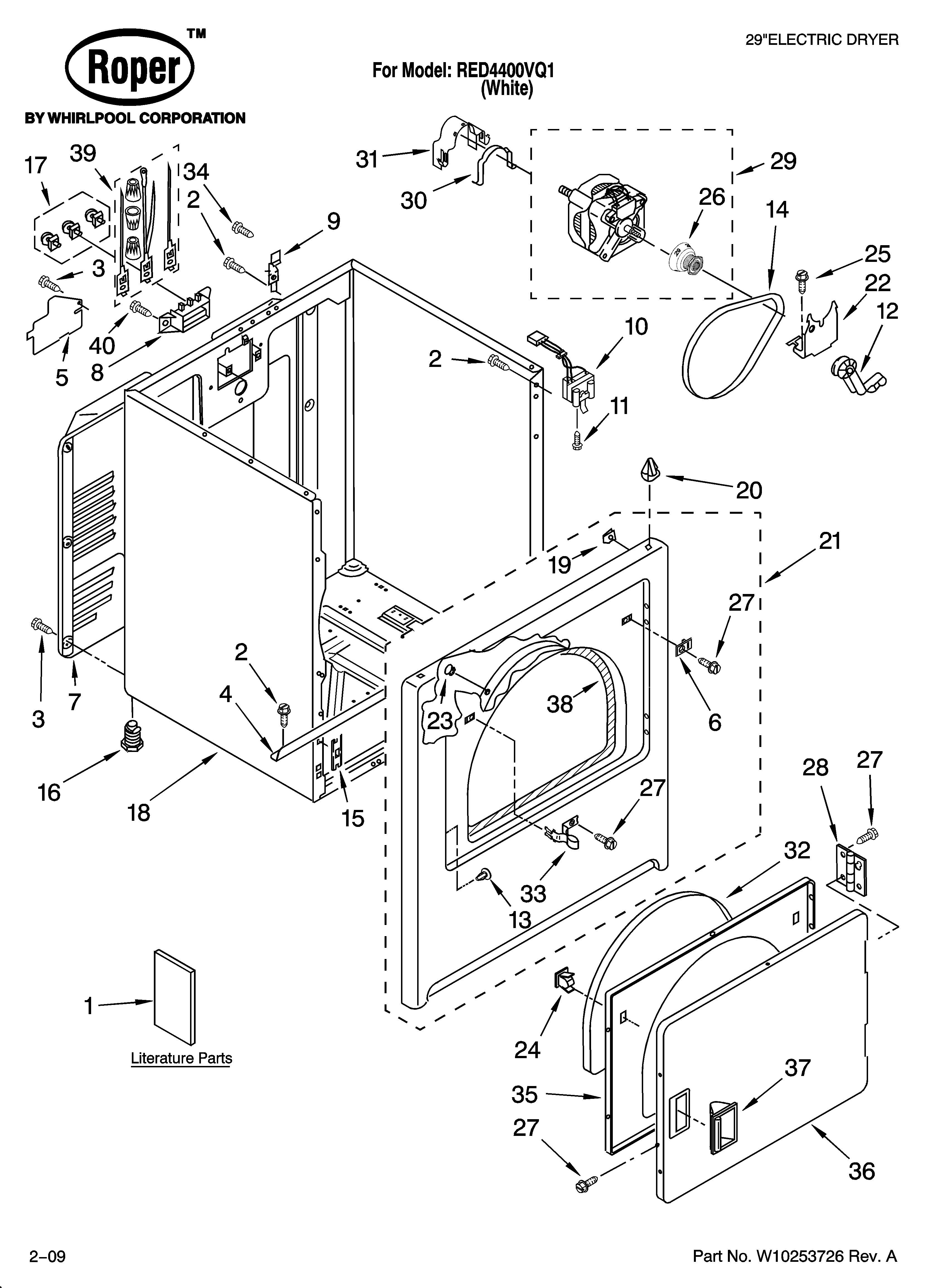 Roper RED4400VQ1 cabinet parts diagram
