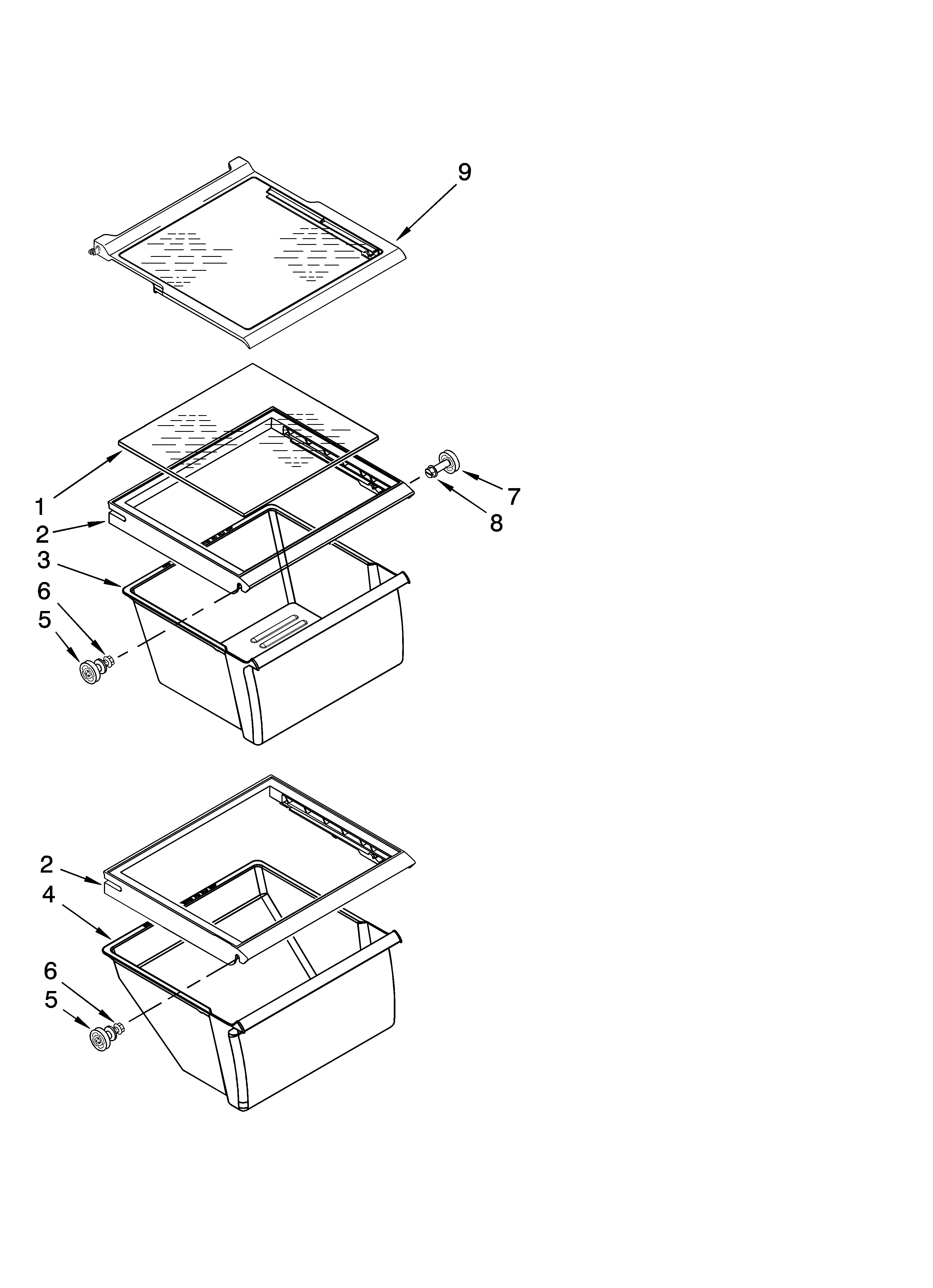 Estate TS25CGXTD02 refrigerator shelf parts diagram