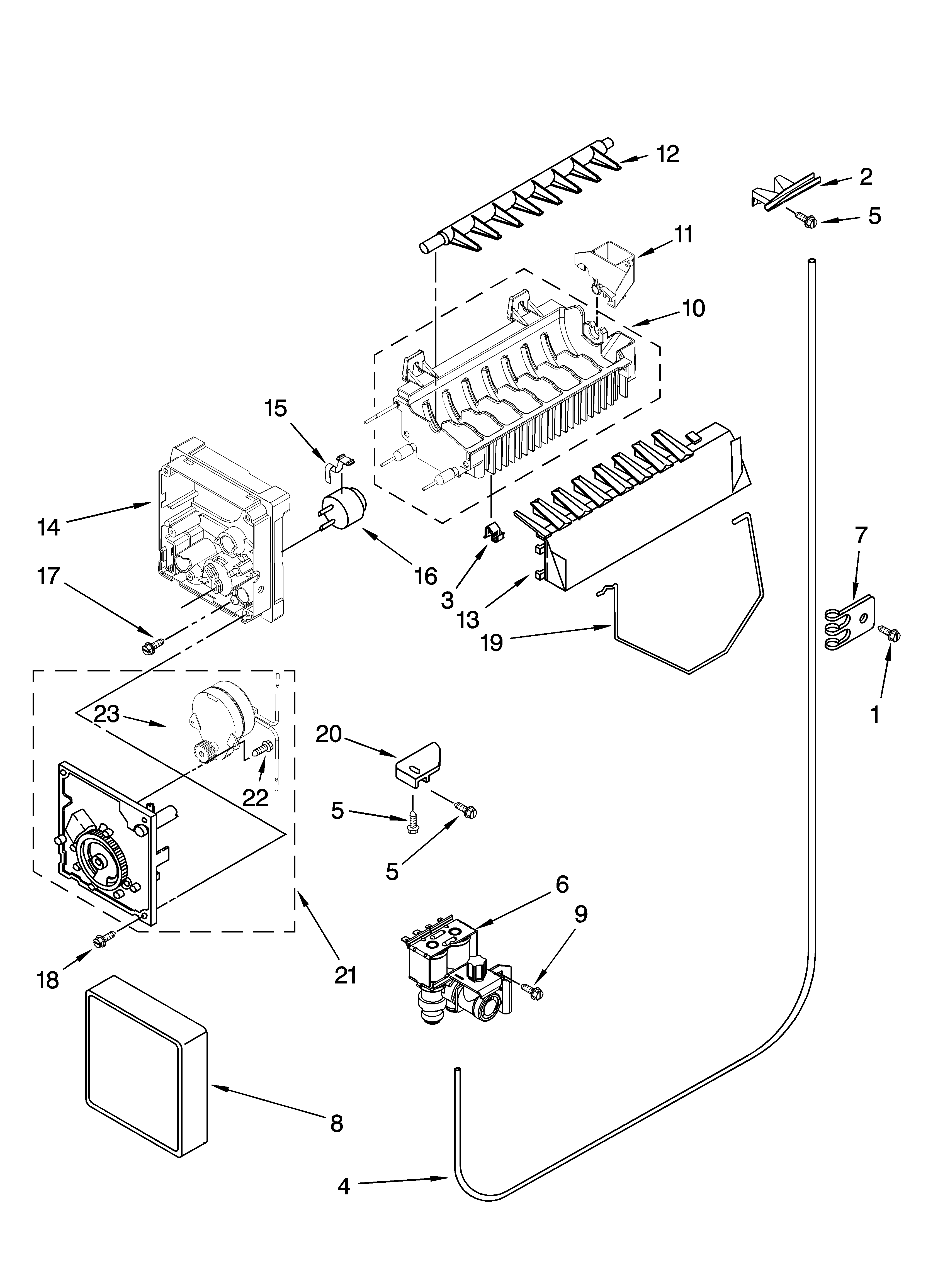 Estate TS25CGXTD02 icemaker parts diagram