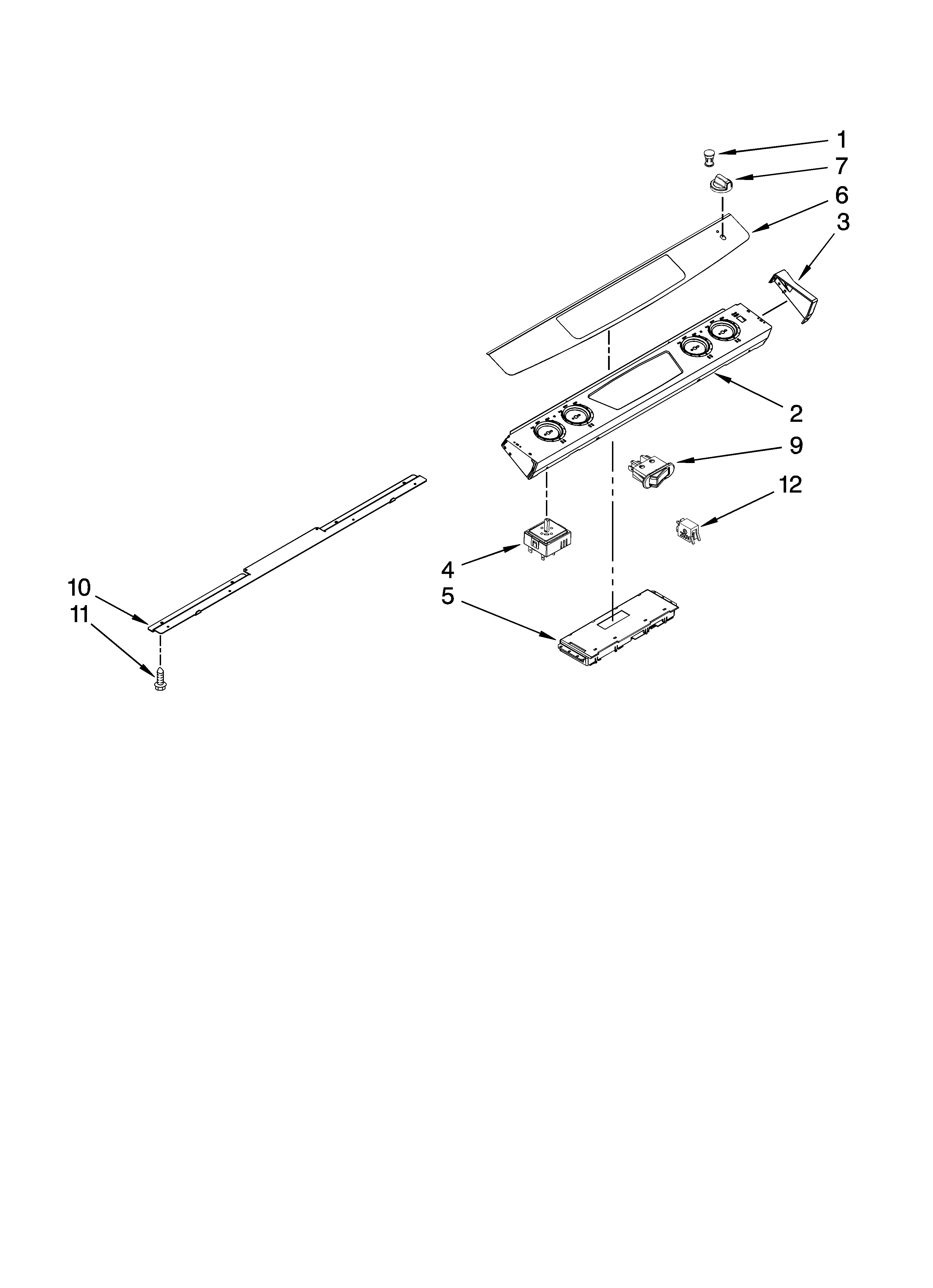 Whirlpool WDE150LVQ01 control panel parts diagram