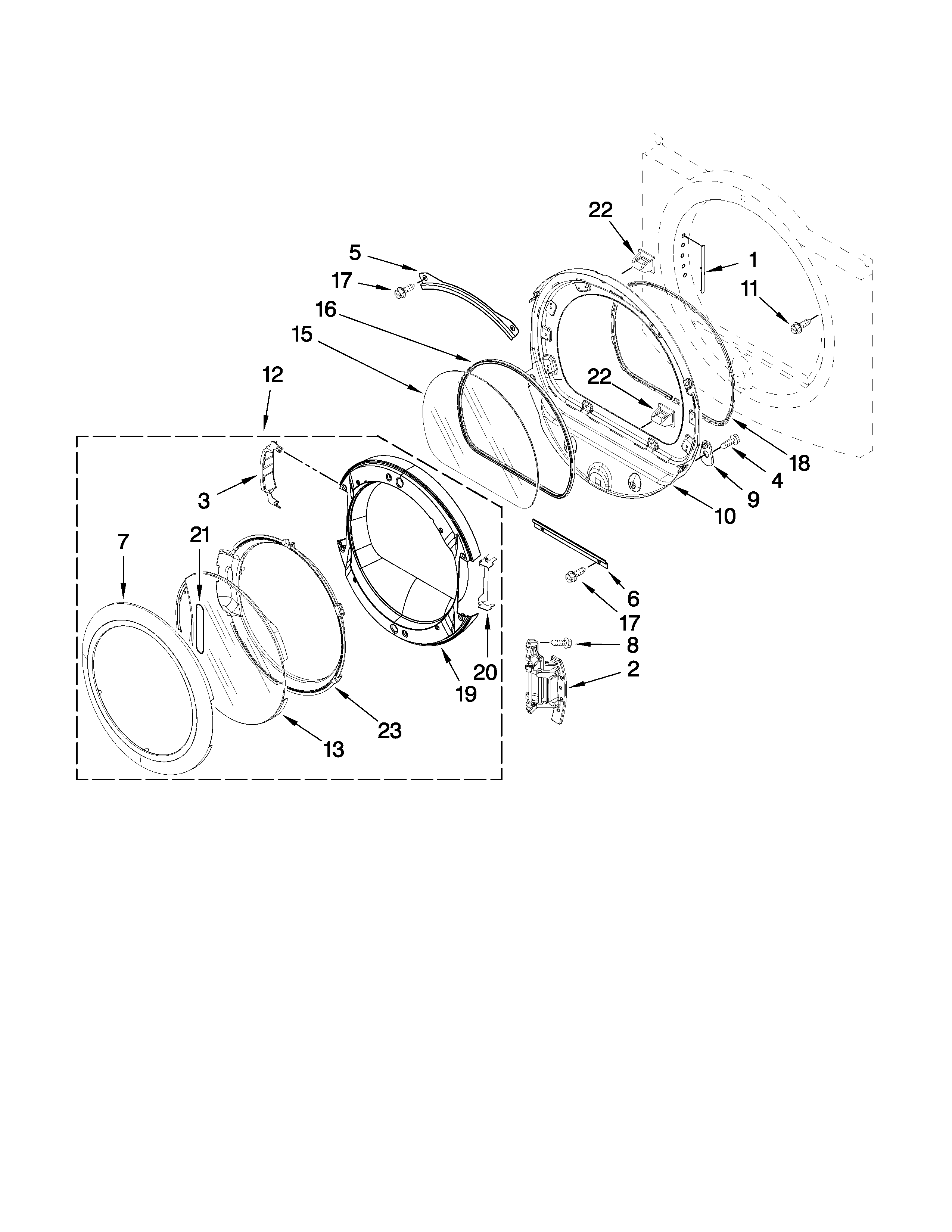Maytag MGDE500VW0 door parts diagram