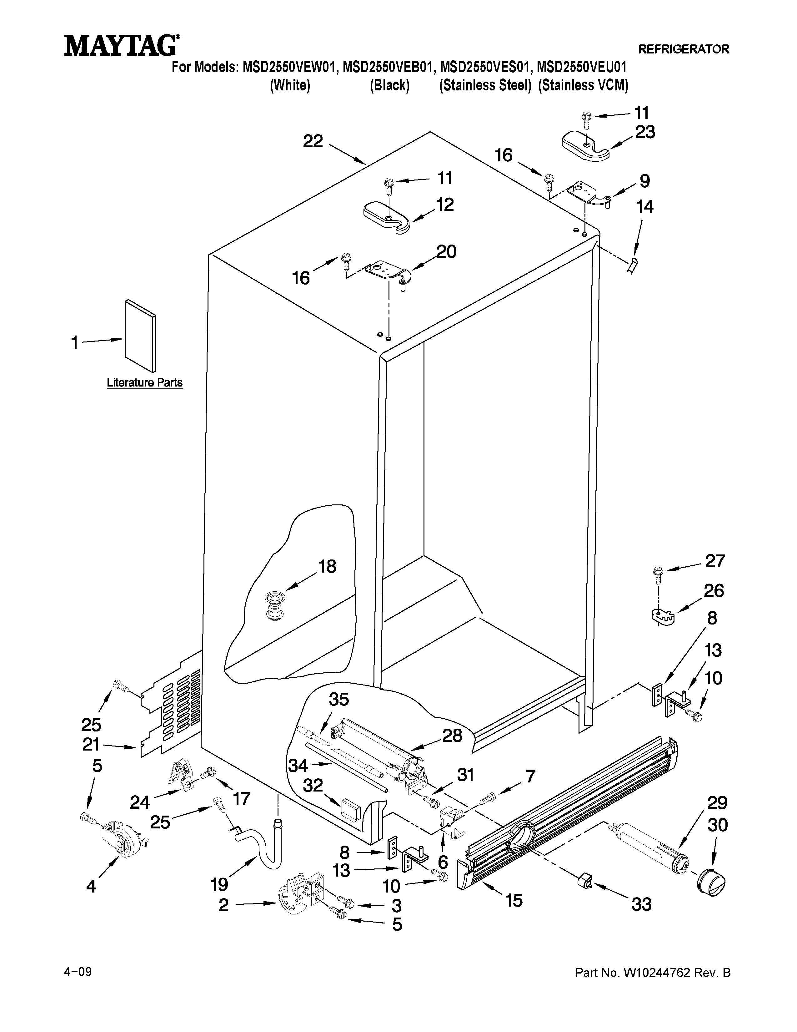 Maytag MSD2550VEU01 cabinet parts diagram