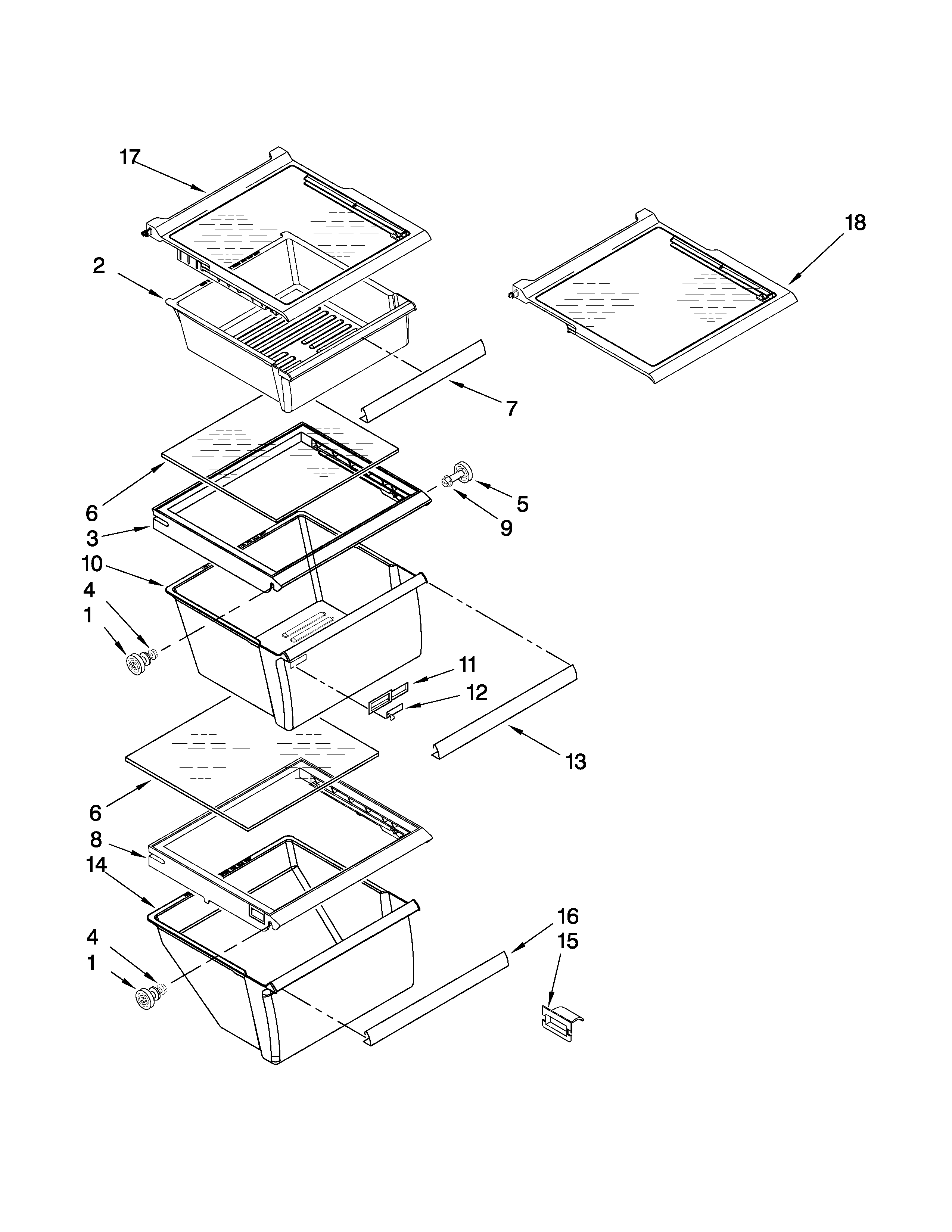 Maytag MSD2550VEU01 refrigerator shelf parts diagram